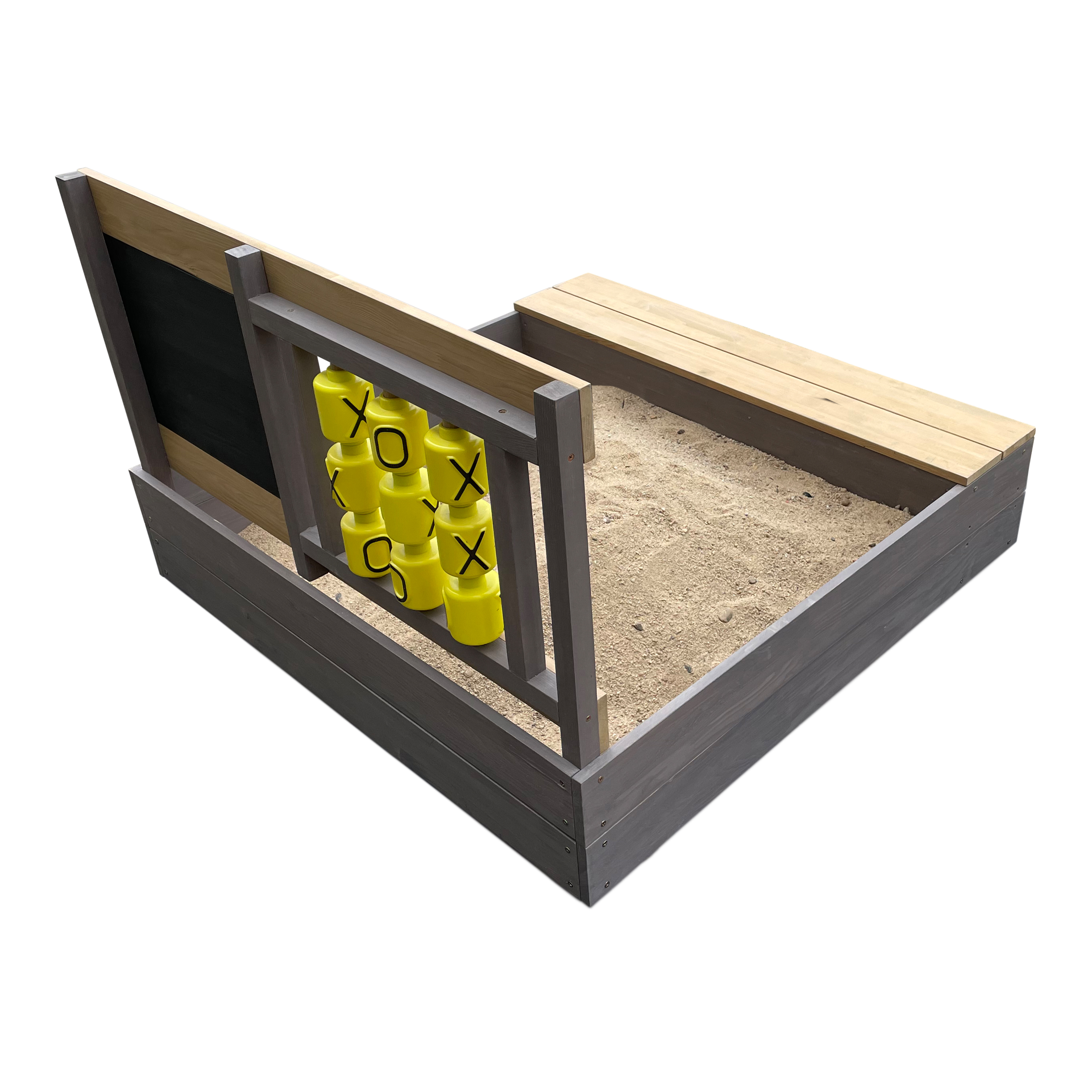AXI Kitty Sandbox with Tic Tac Toe - 100 x 100 cm - Grey/Brown