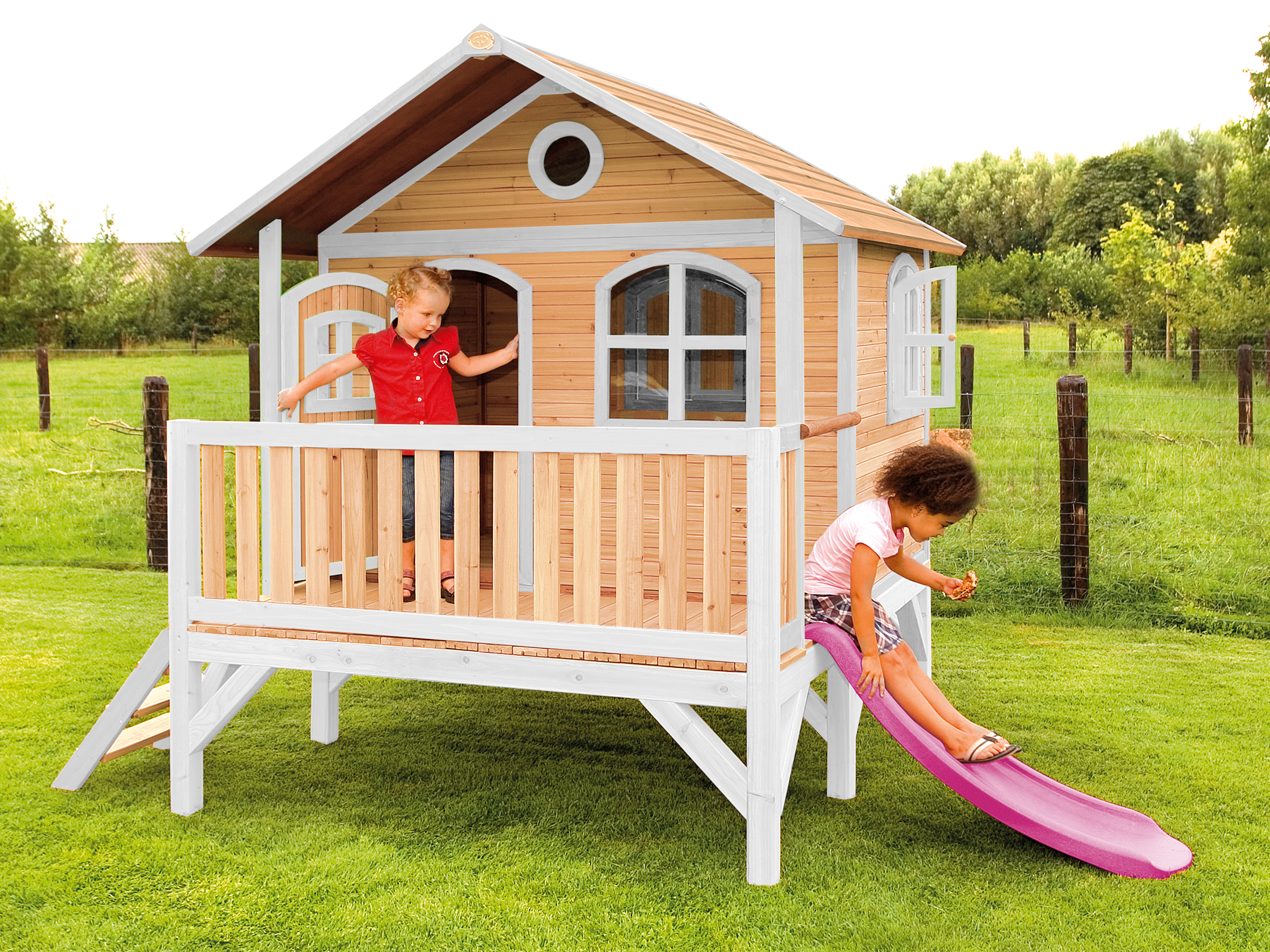 AXI Stef Playhouse Brown/White - Purple Slide