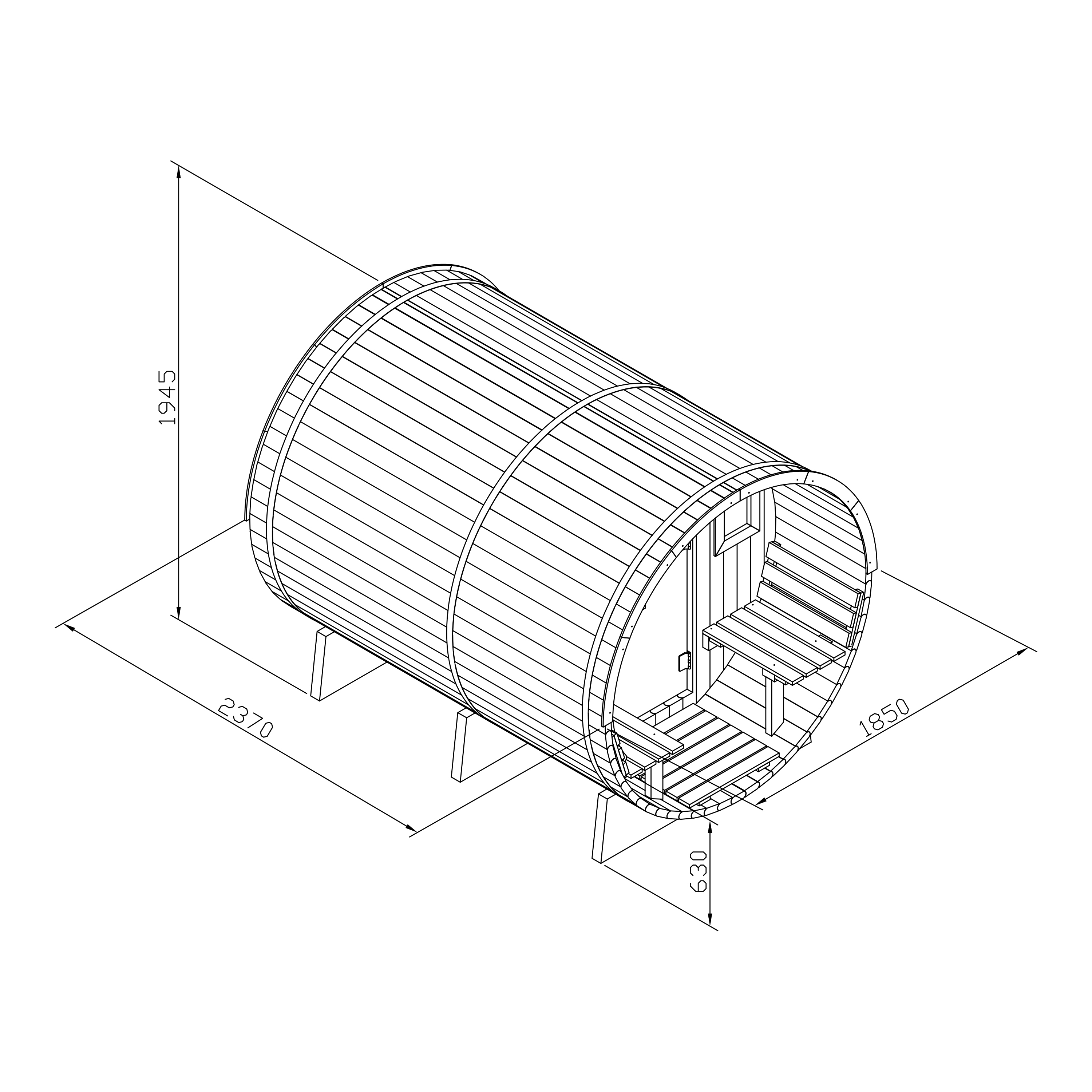 AXI Barrel Outdoor Sauna Thermowood 4-6 Persons - excl. Sauna Heater