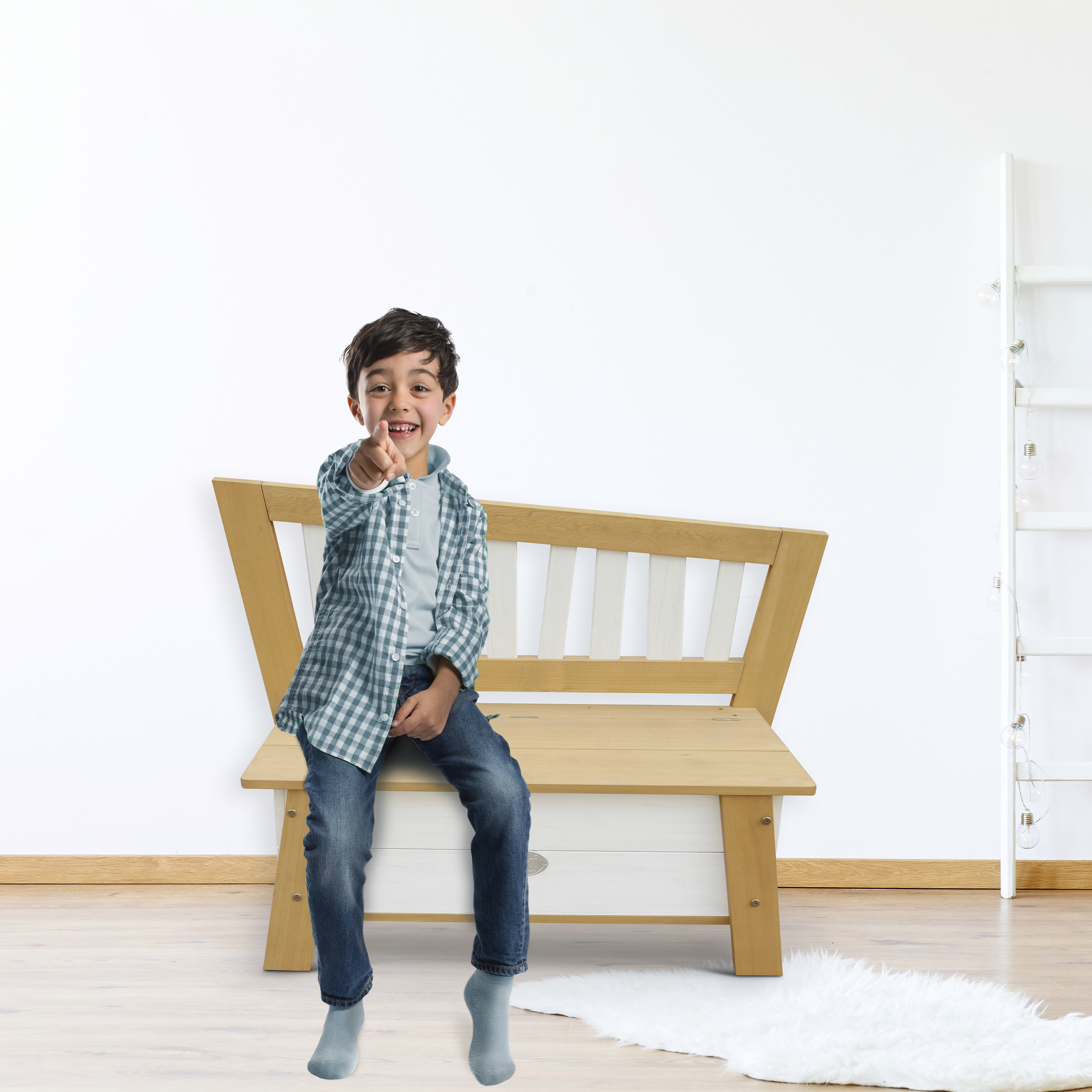 AXI Corky Storage Bench - Brown/White