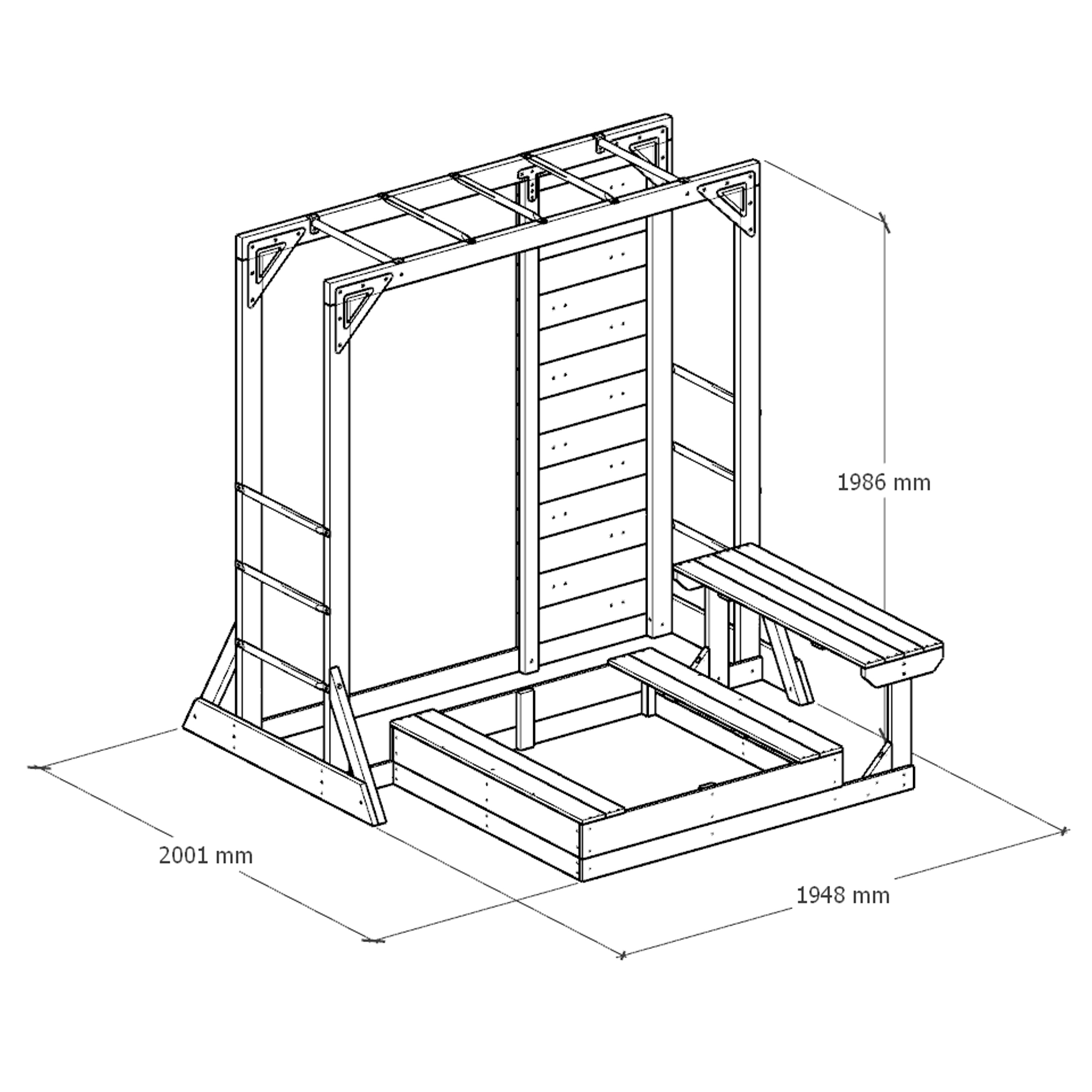 AXI Dex Climbing Frame with Sandbox. Monkey Bars and Picnic Table