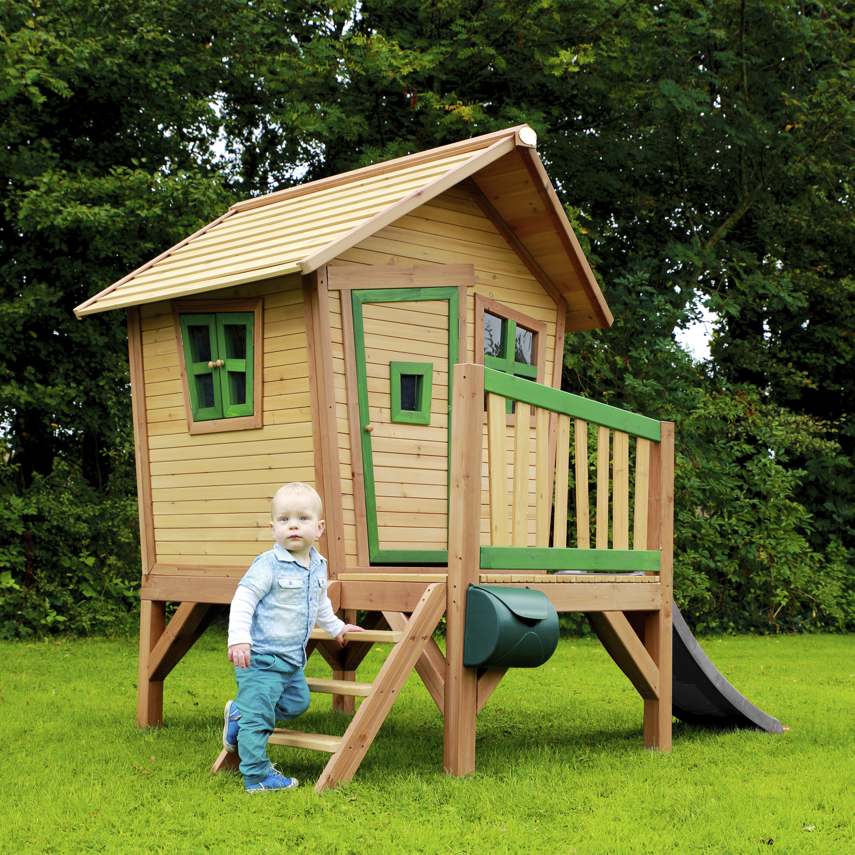 AXI Robin Playhouse Brown/Green - Grey Slide