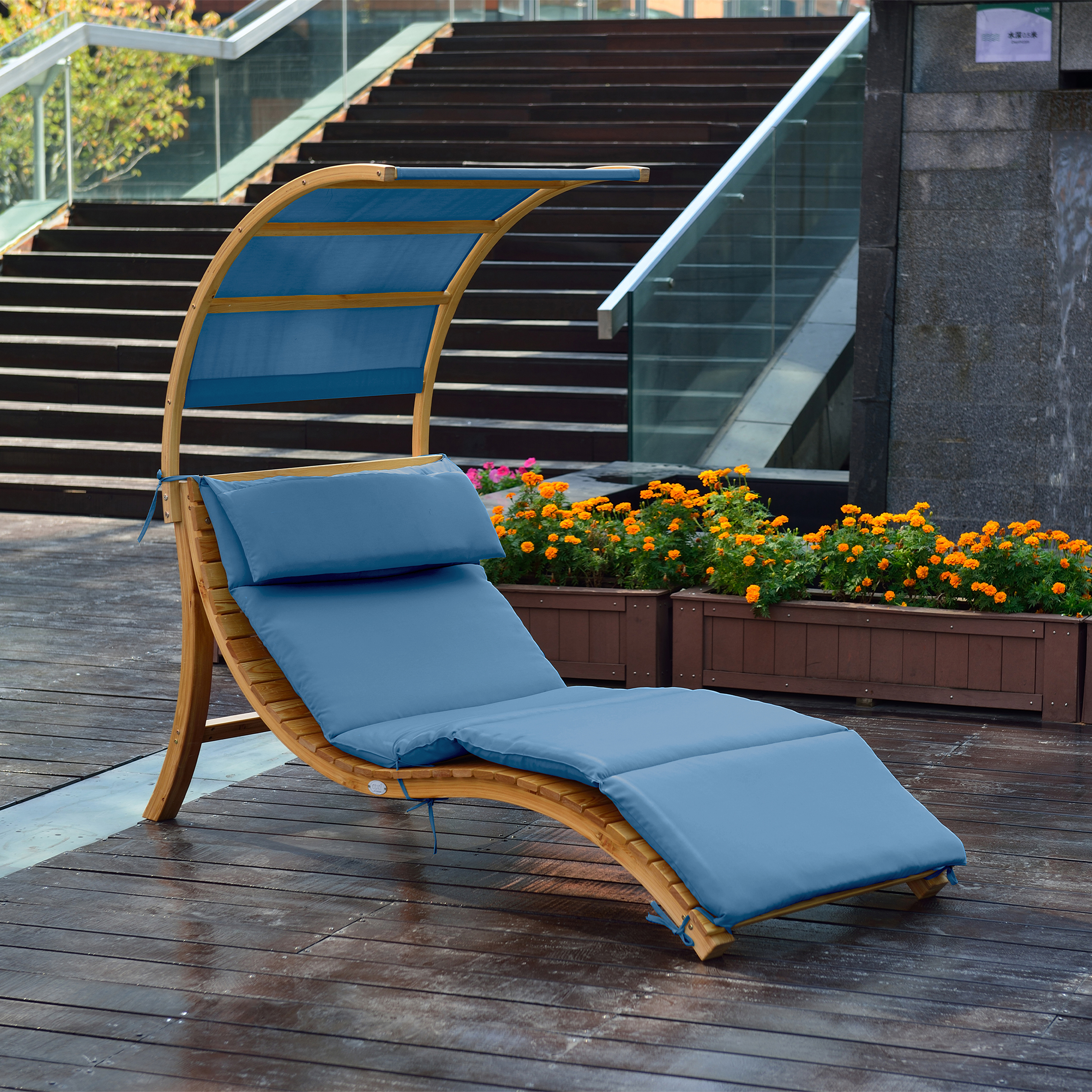AXI Salina sun lounger with removable canopy Blue