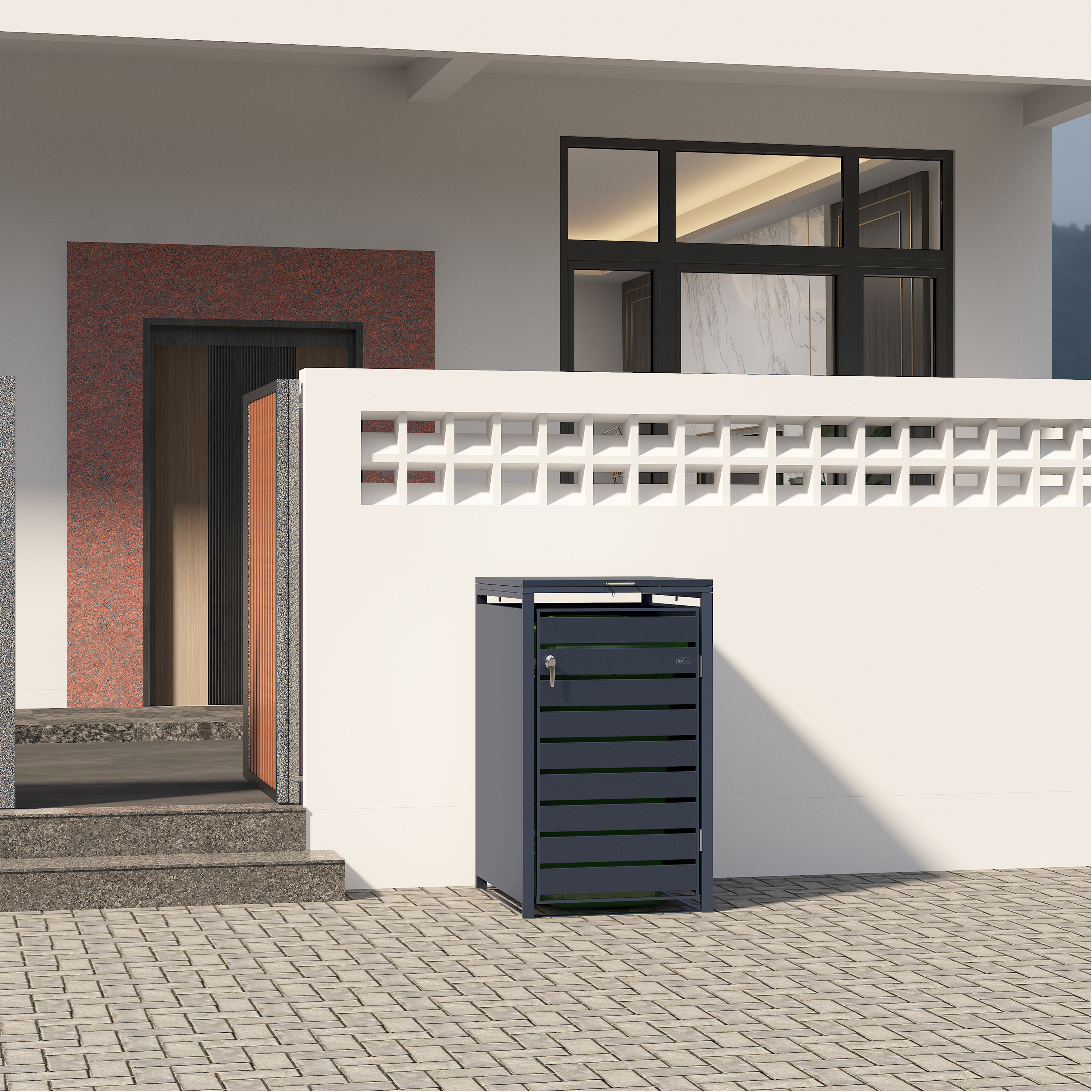 AXI Lucas Metal Garbage Bin Shed Anthracite - 1 Garbage Bin