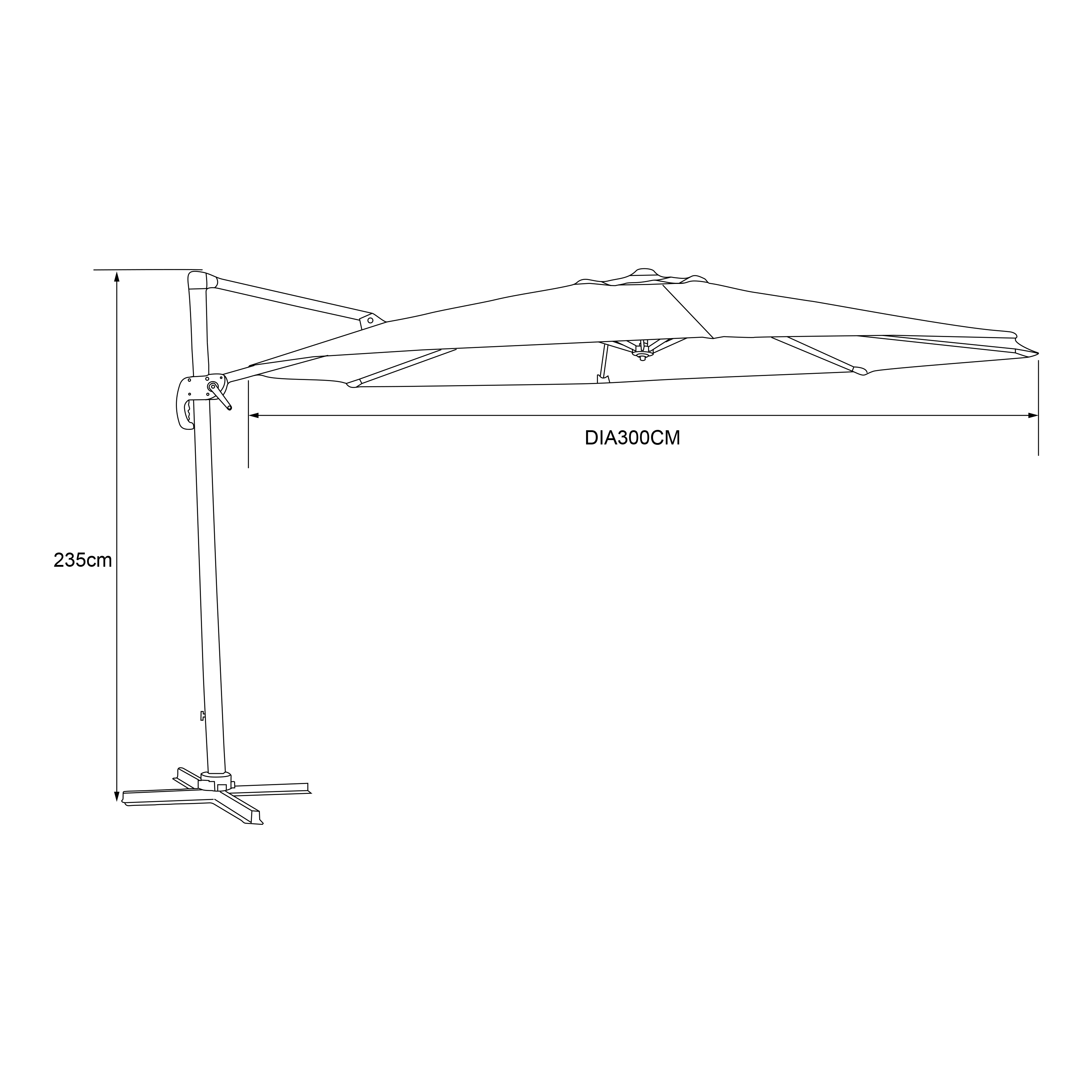 AXI Marisol Cantilever Parasol Ø 300cm Round - Wood-look/Grey