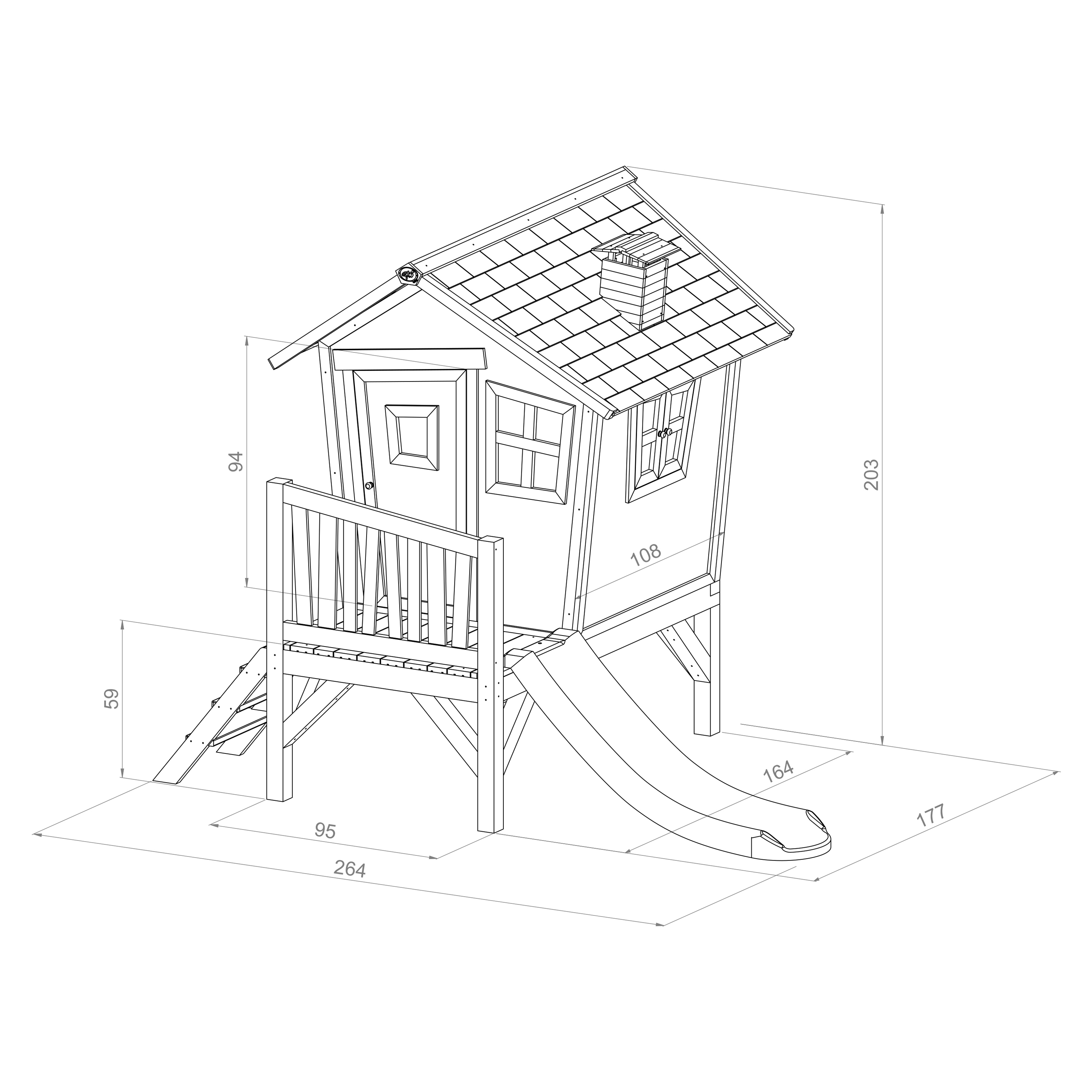 AXI Robin Playhouse Brown/White - Blue Slide