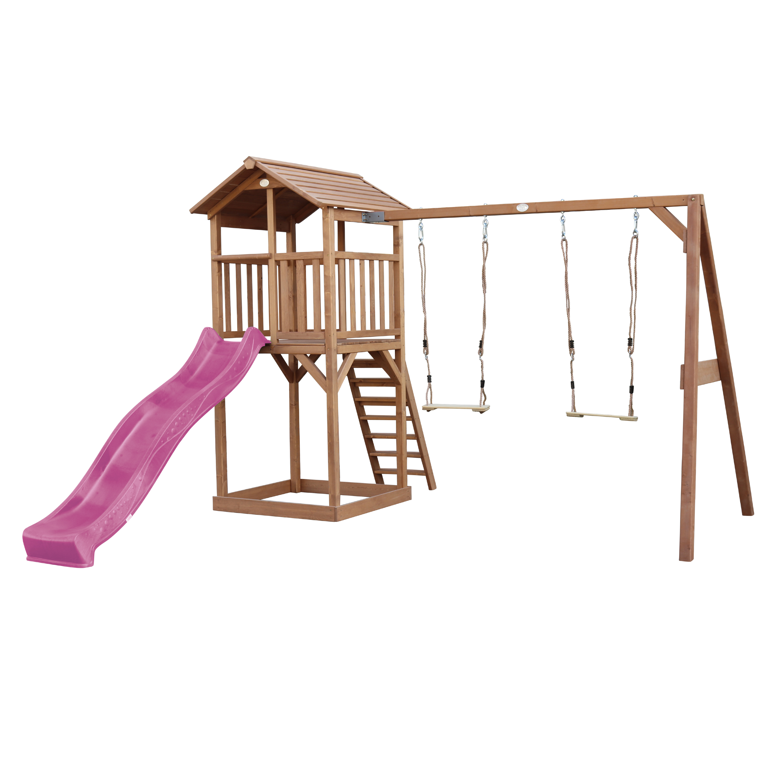 AXI Beach Tower with Double Swing Set Brown - Purple Slide
