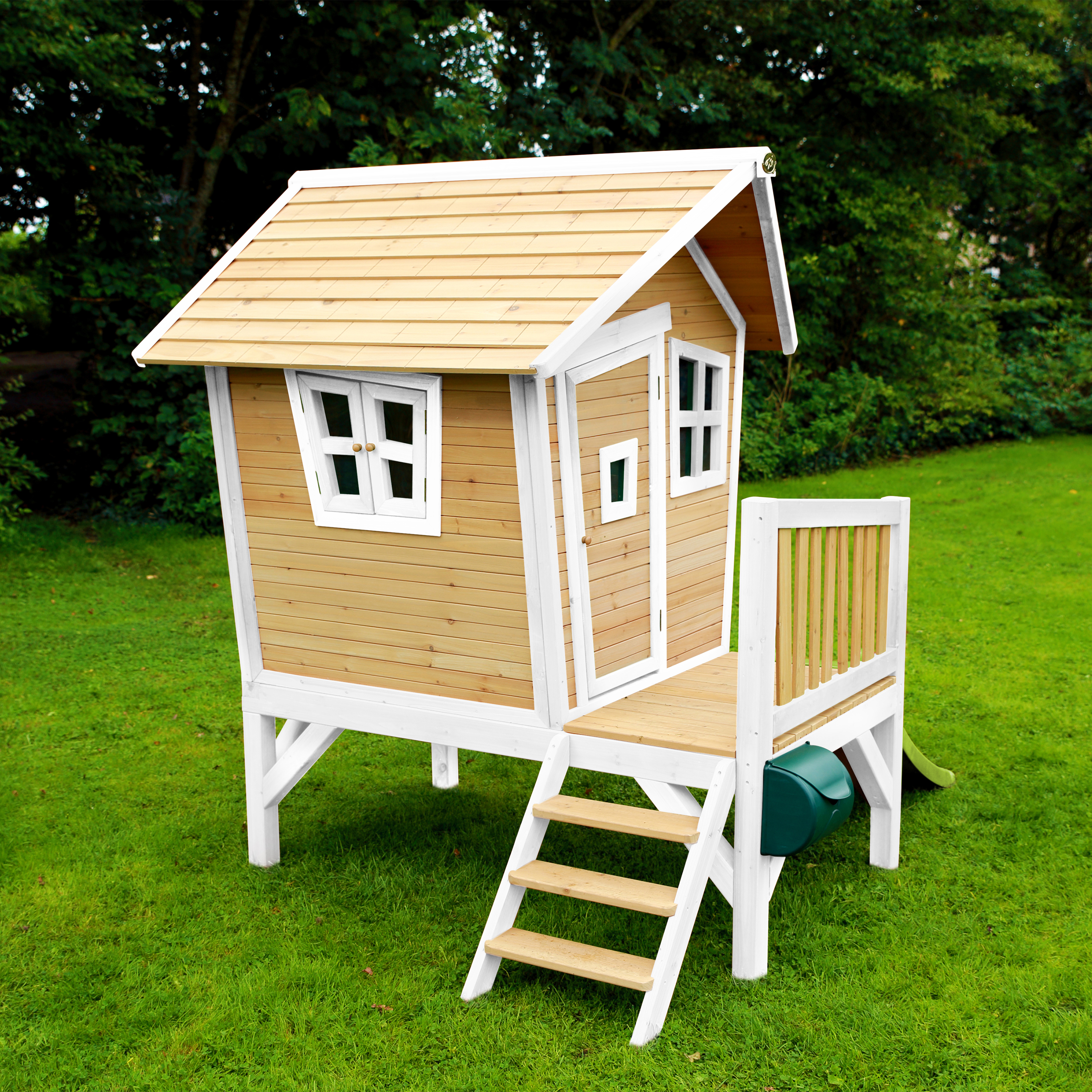 AXI Robin Playhouse Brown/White - Lime Green Slide