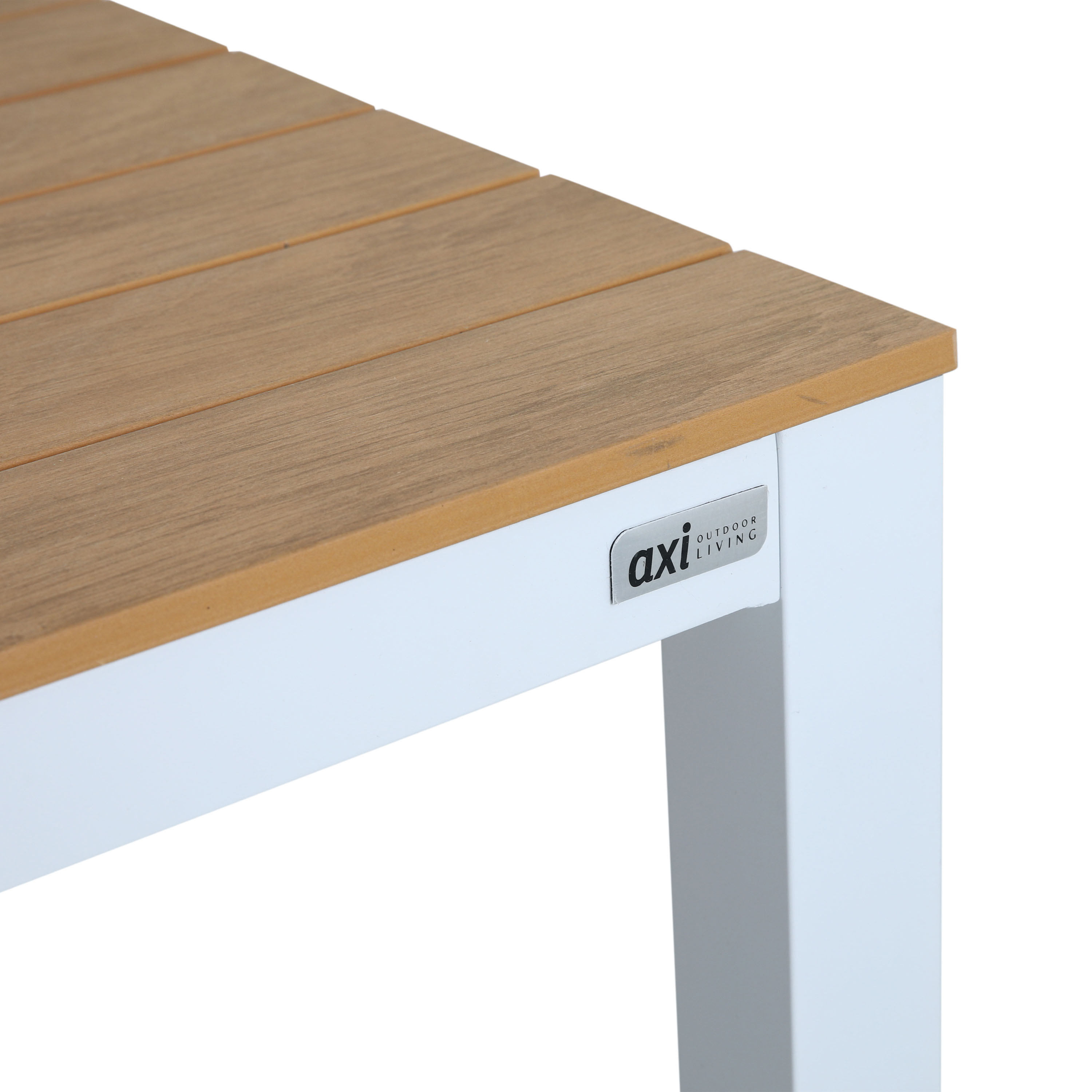 AXI Suvi Dining Garden Table White with Polywood in Teak Effect