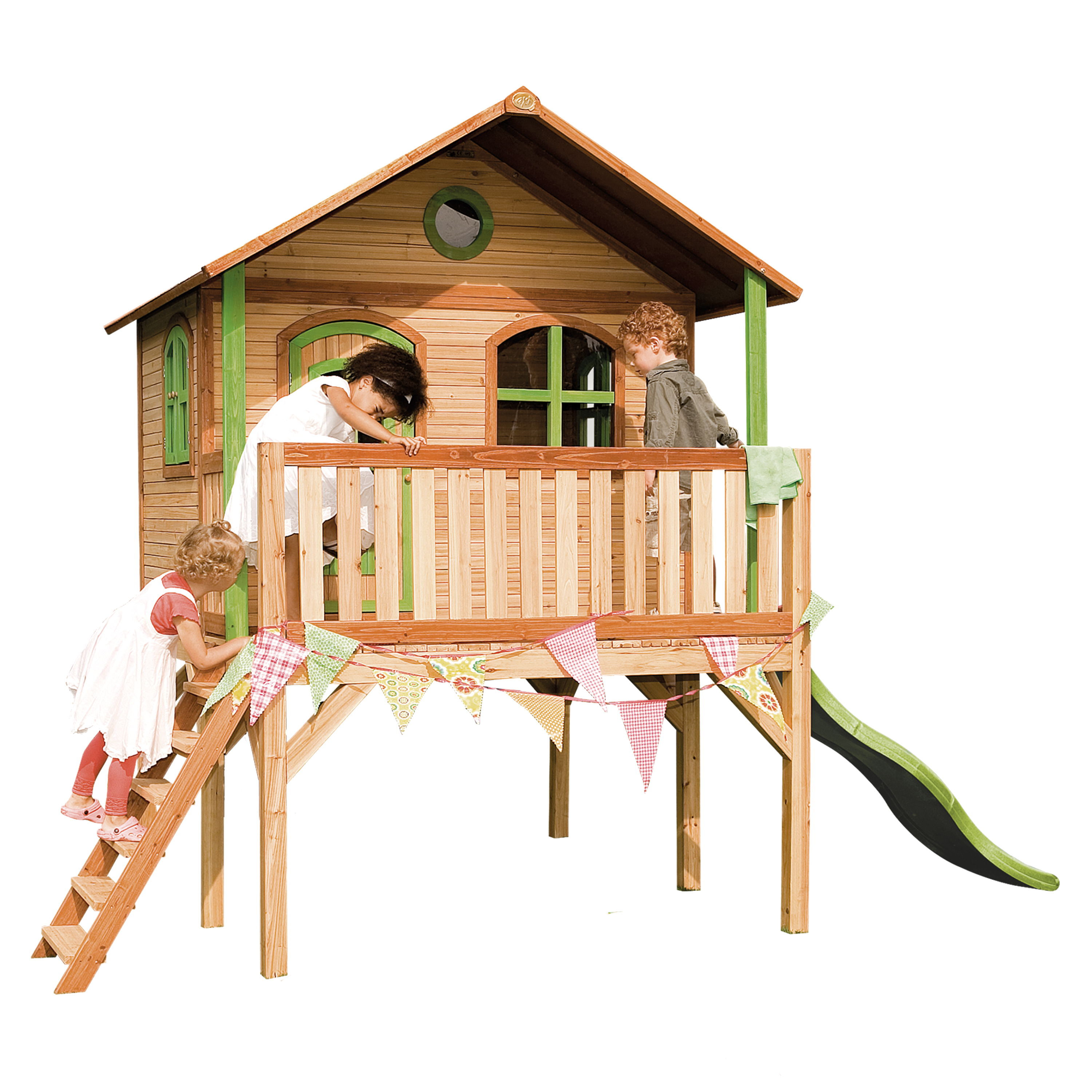 AXI Sophie Playhouse Brown/Green - Lime Green Slide