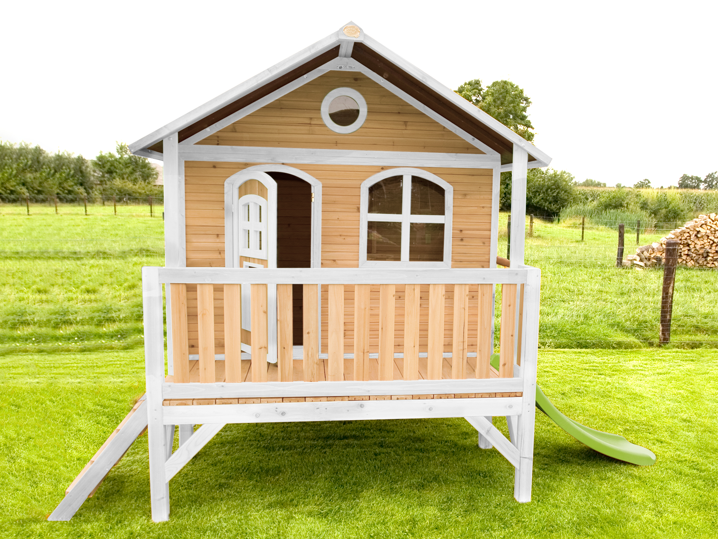 AXI Stef Playhouse Brown/White - Lime Green Slide