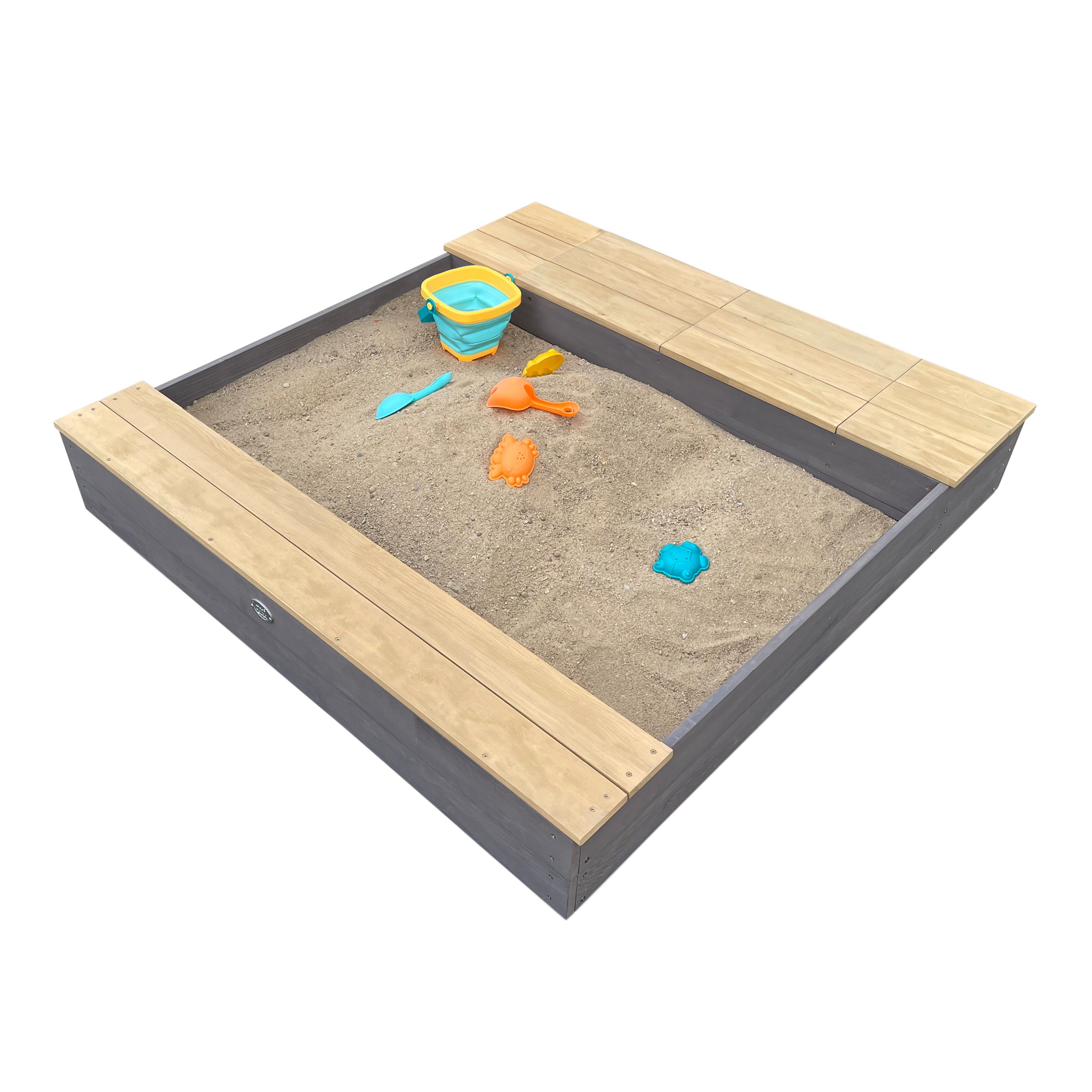 AXI Evy Sandbox with Bins and Storage - 119 x 117 cm - Grey/Brown