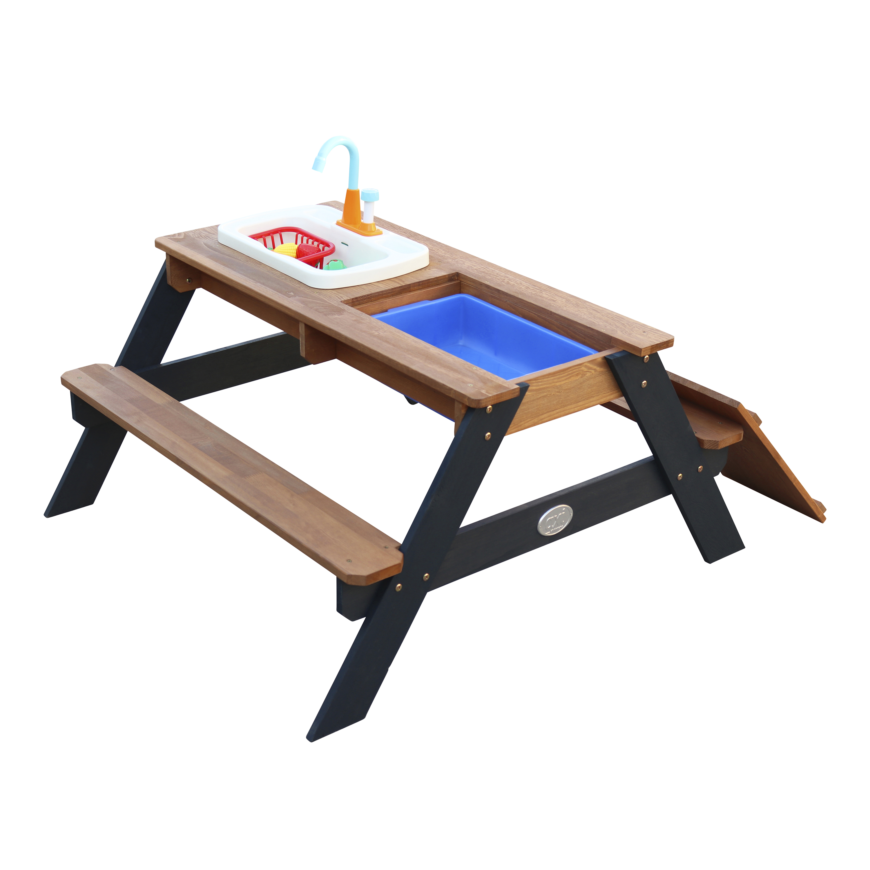 AXI Emily Sand & Water Picnic Table with Play Kitchen Sink Anthracite/Brown