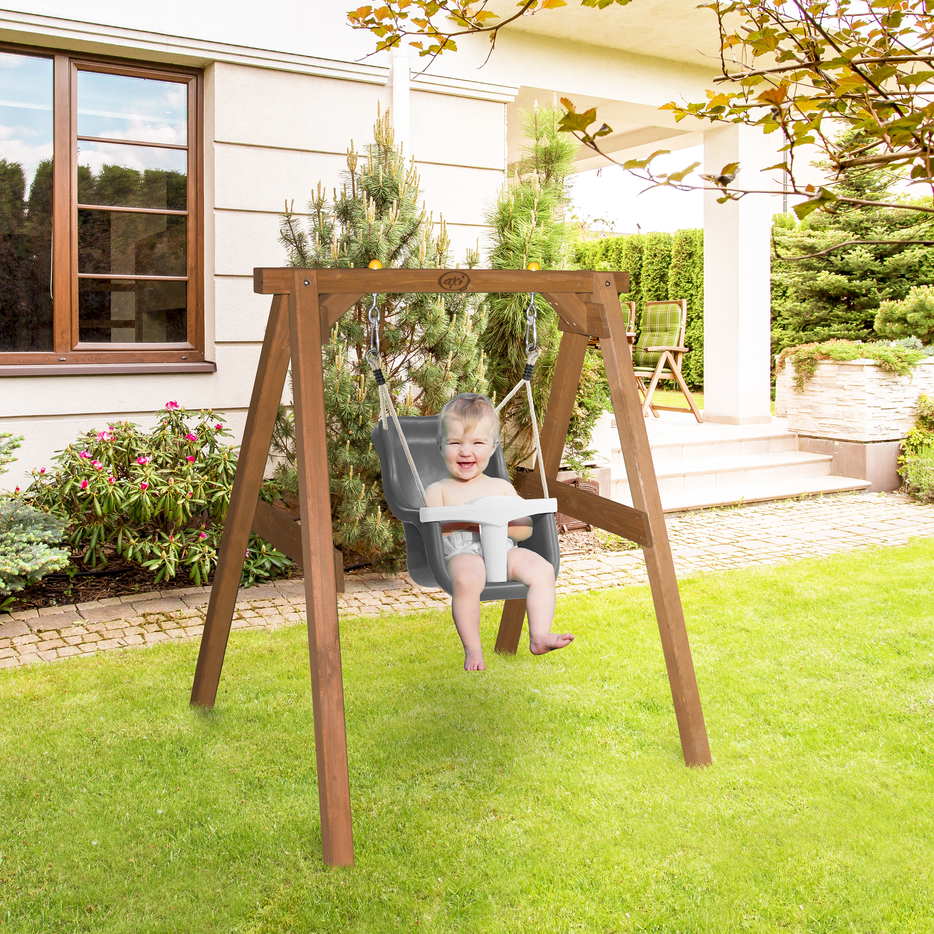 AXI Baby Swing Brown with seat Grey/White