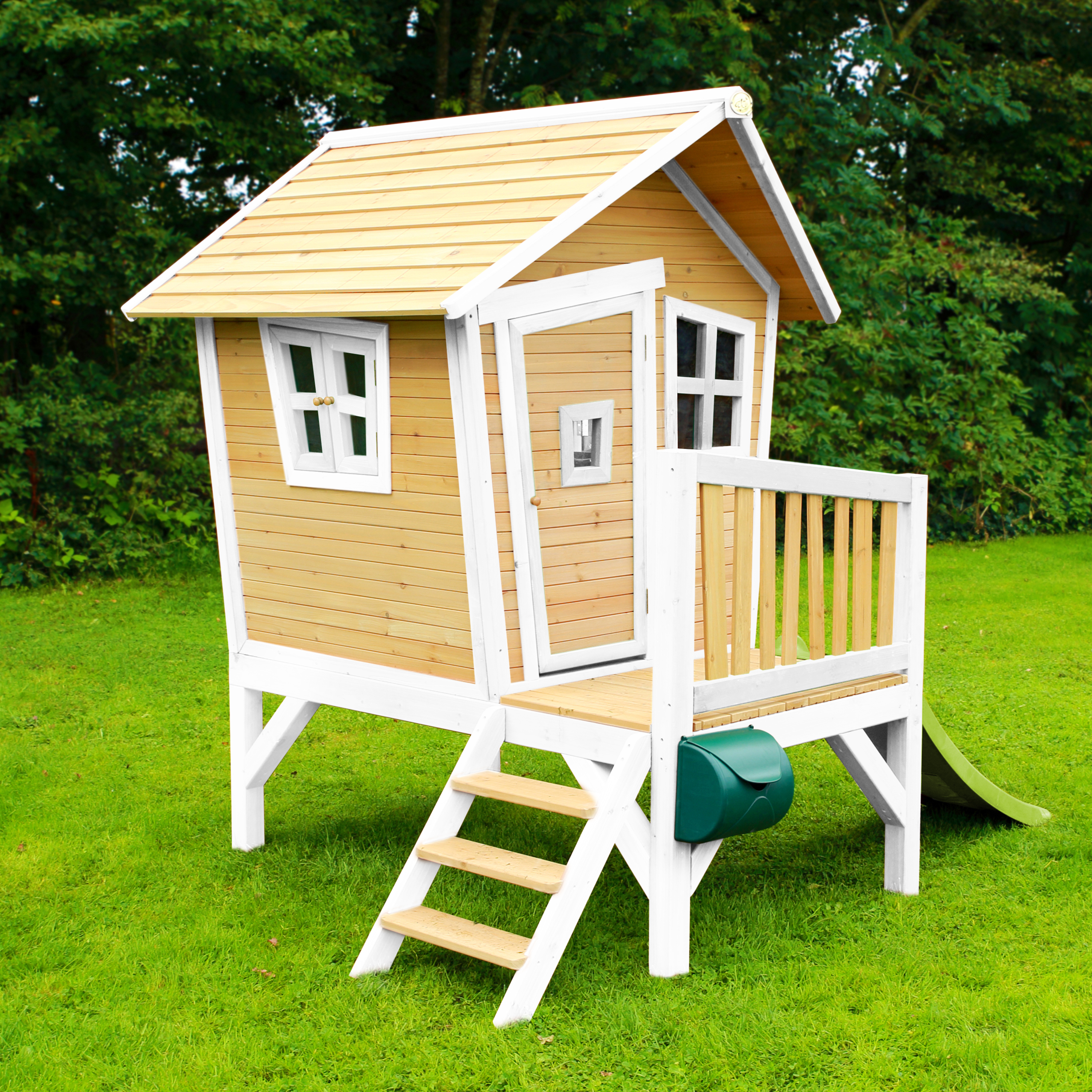 AXI Robin Playhouse Brown/White - Lime Green Slide