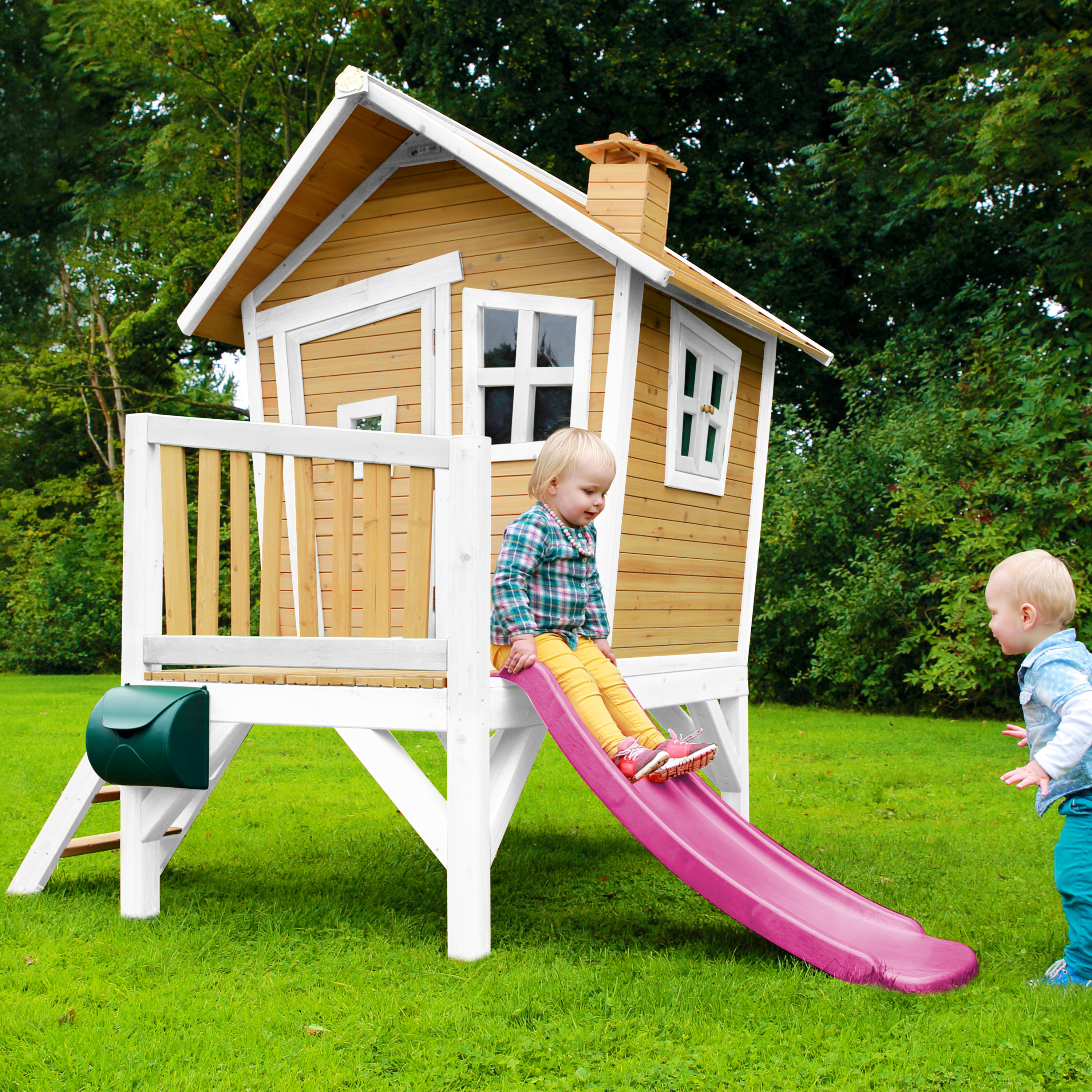 AXI Robin Playhouse Brown/White - Purple Slide