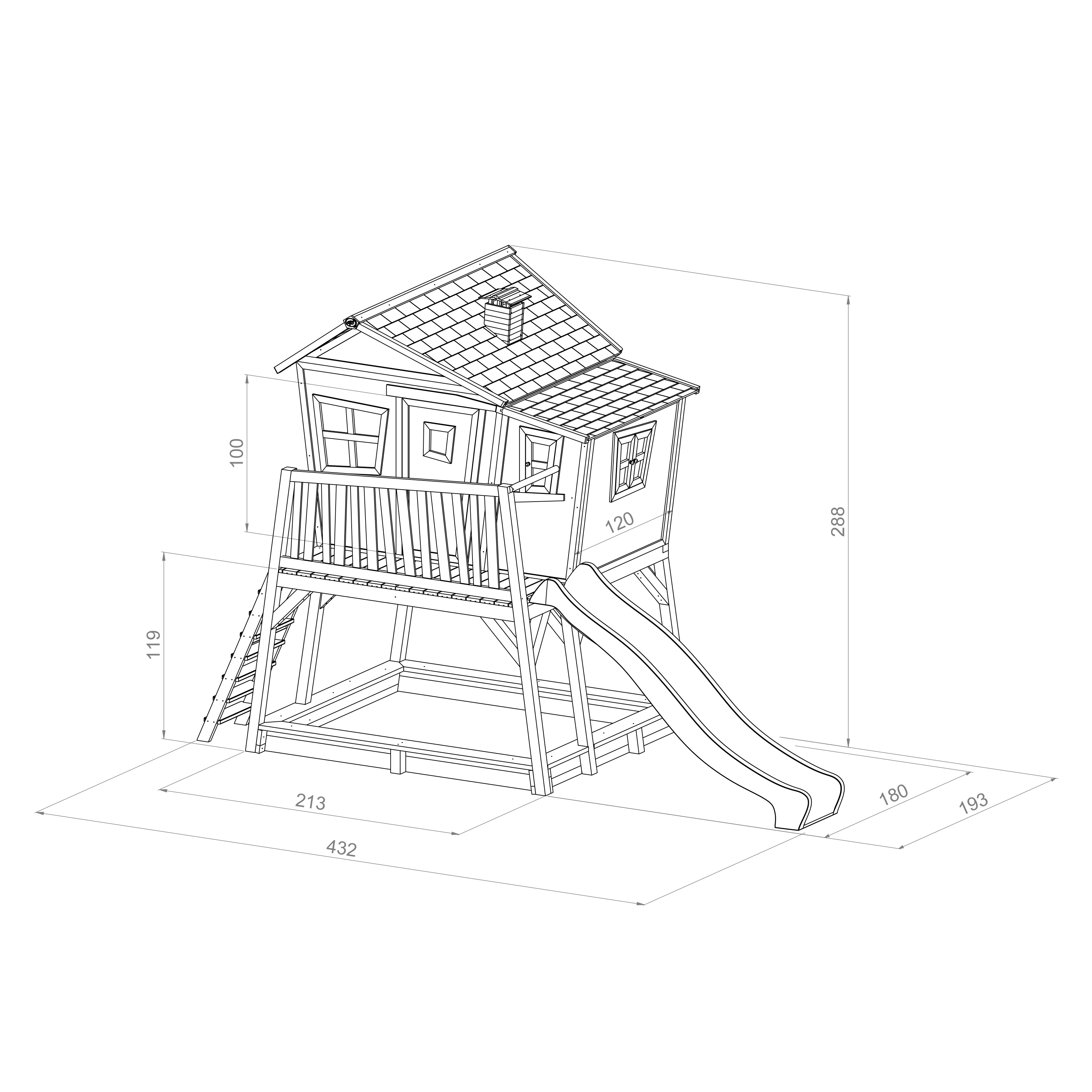 AXI Max Playhouse Brown/White - Purple Slide