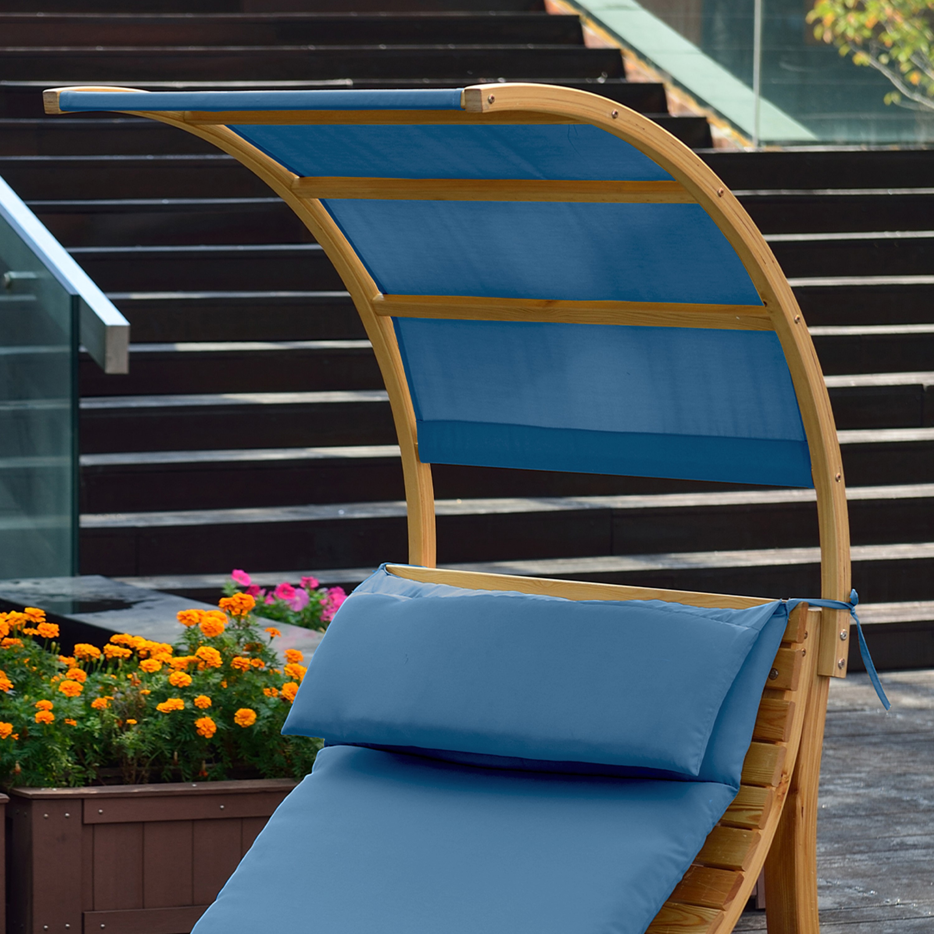 AXI Salina sun lounger with removable canopy Blue