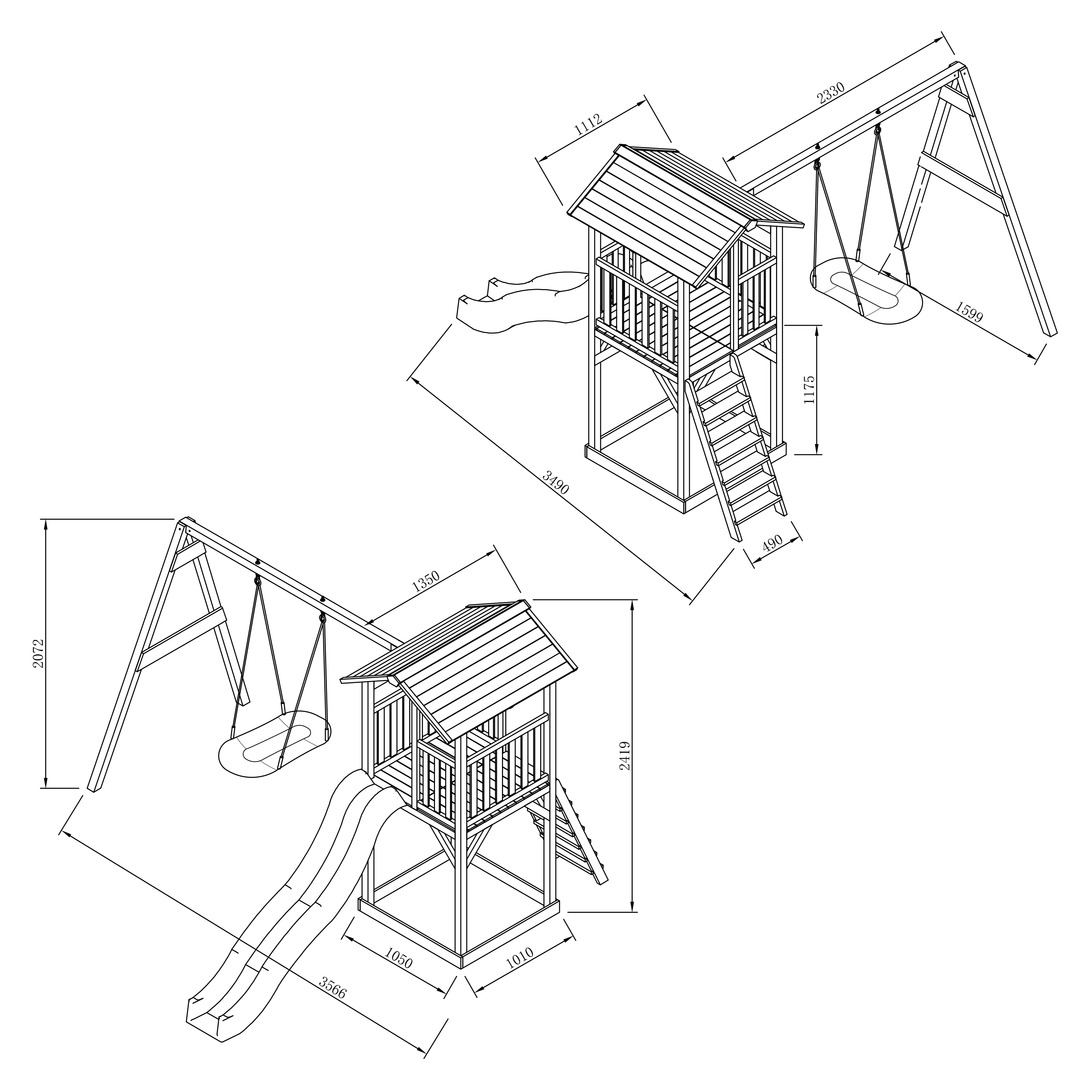 AXI Beach Tower with Roxy Nest Swing Set Grey/White - Green Slide
