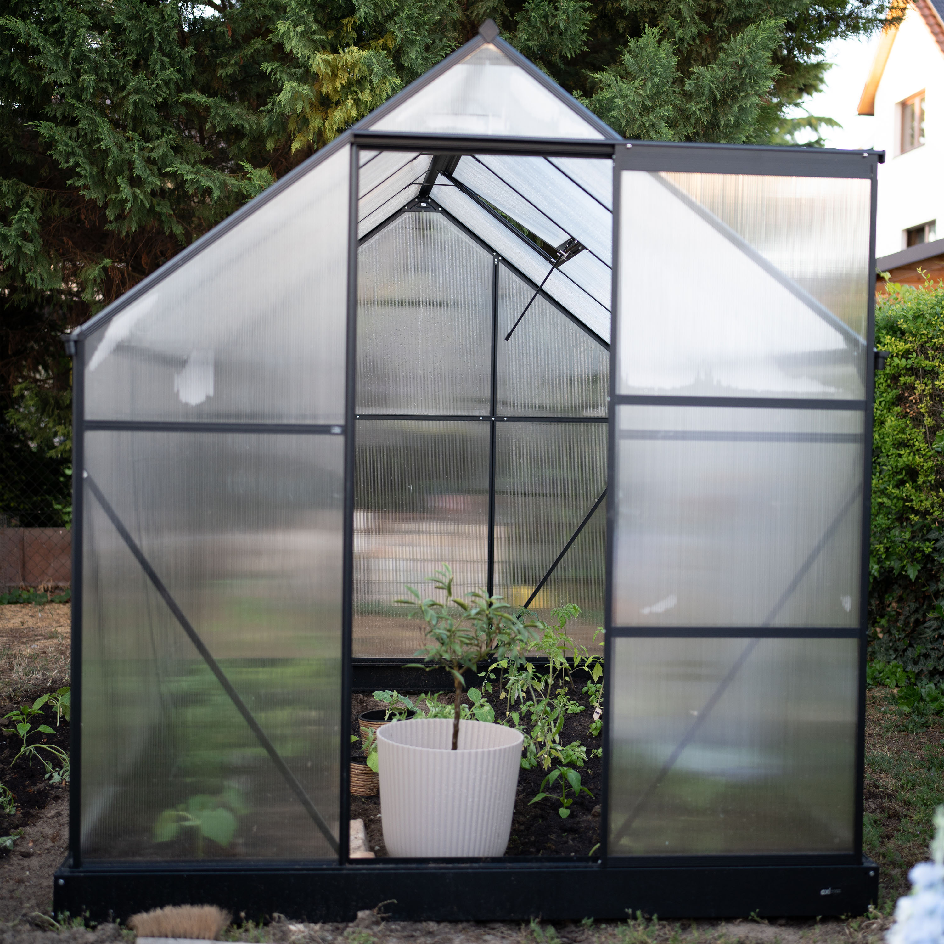 AXI Simon Greenhouse Polycarbonate - Black 310x190x207 cm