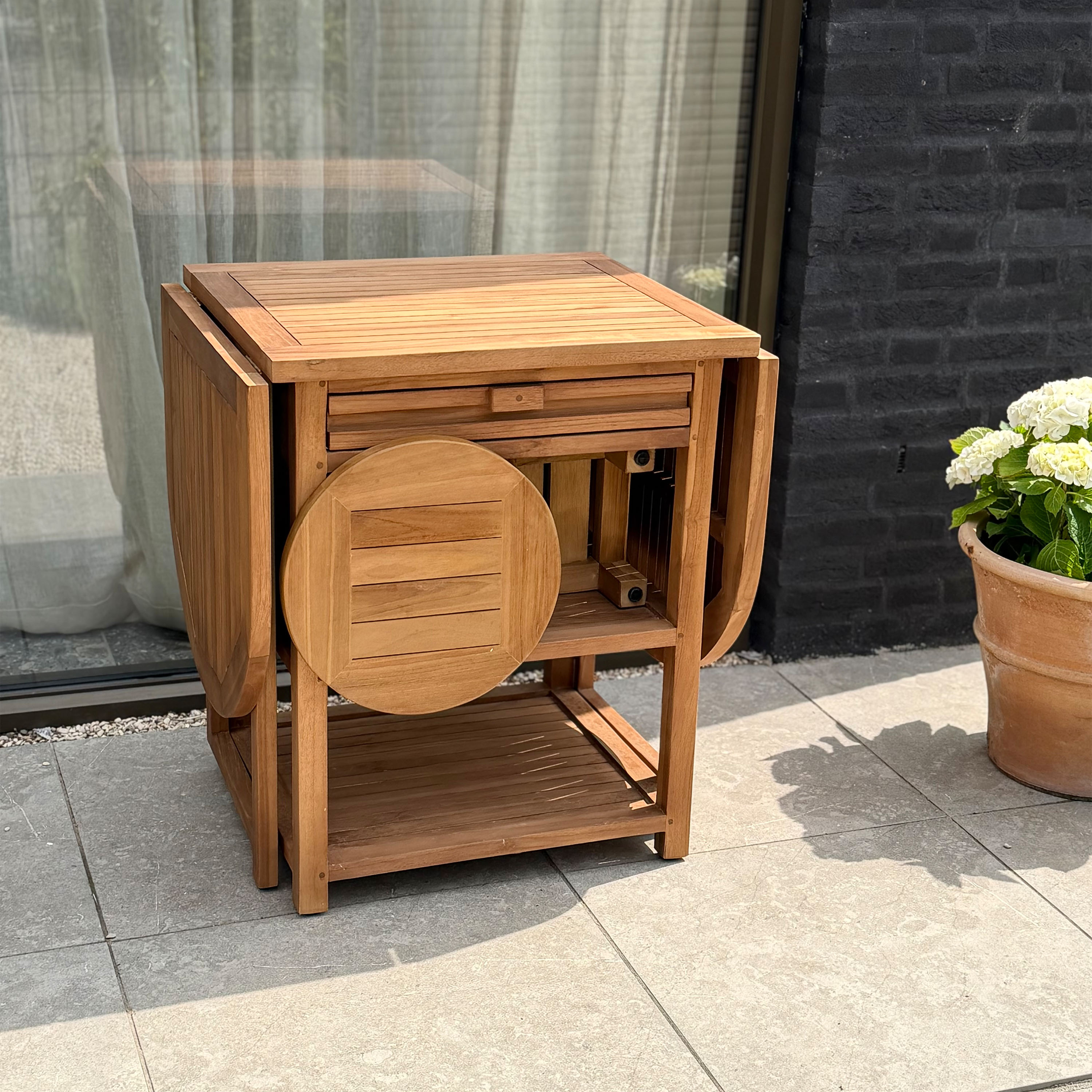 AXI Nomani Foldable Teak Low Bar Set with 2 stools