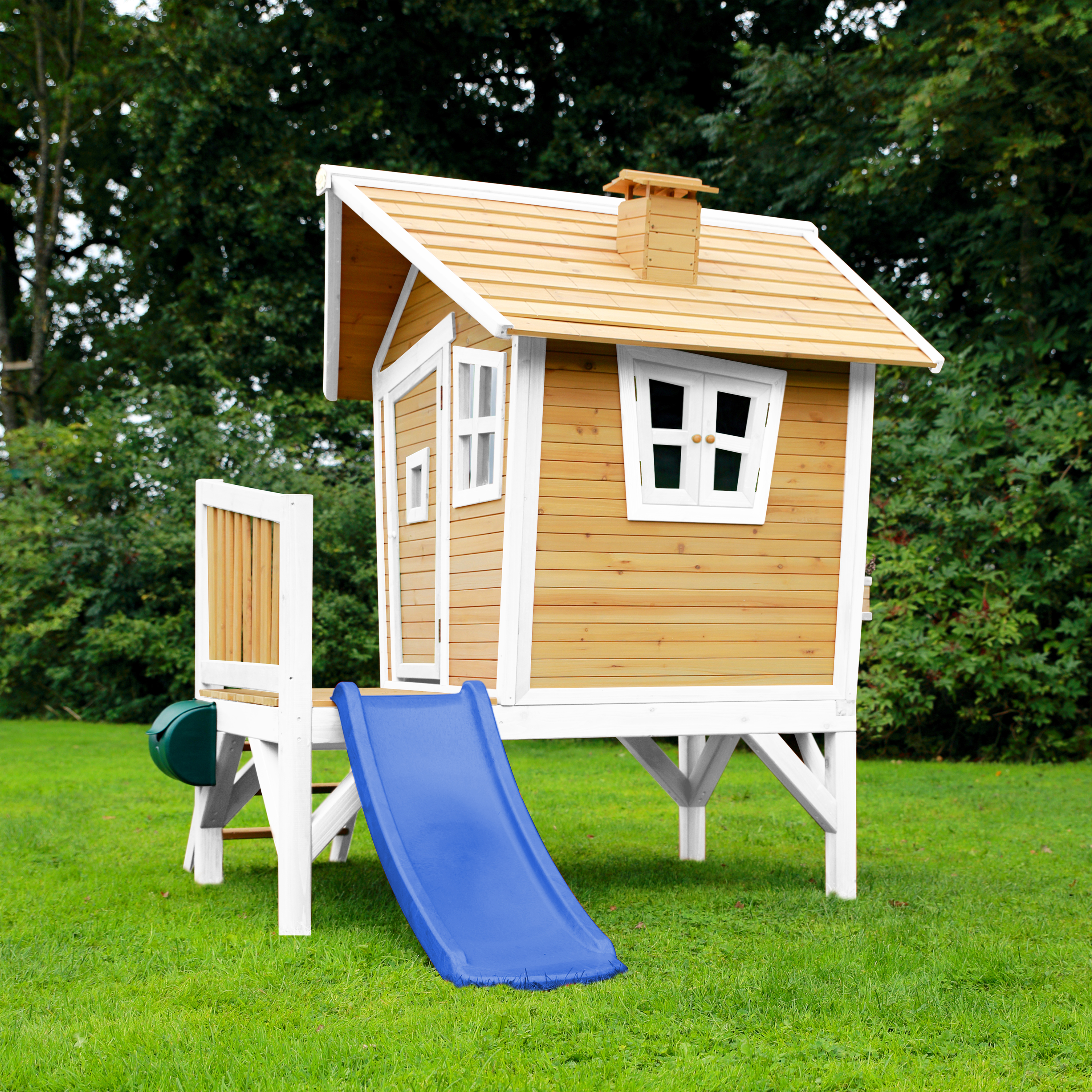 AXI Robin Playhouse Brown/White - Blue Slide