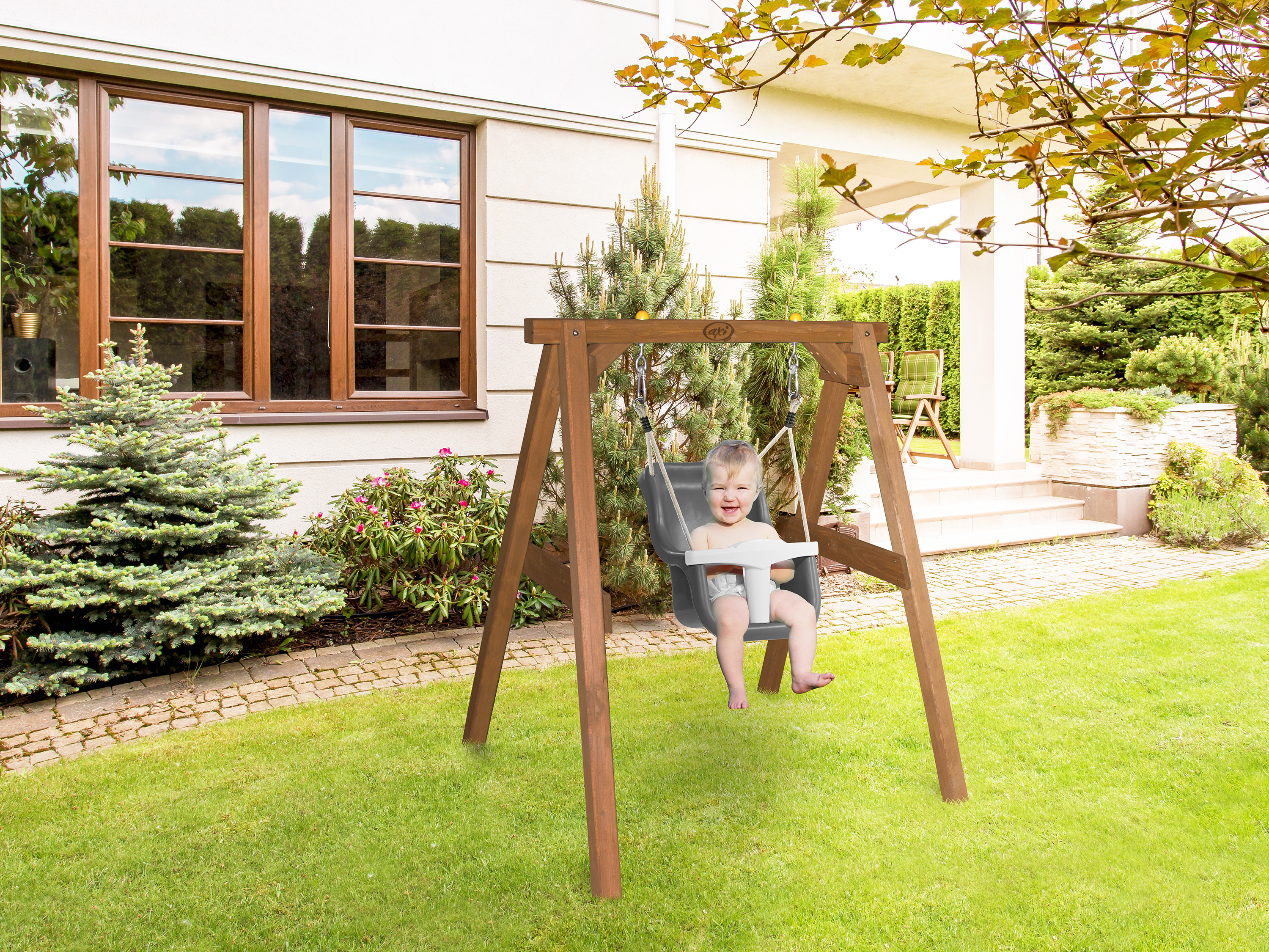 AXI Baby Swing Brown with seat Grey/White