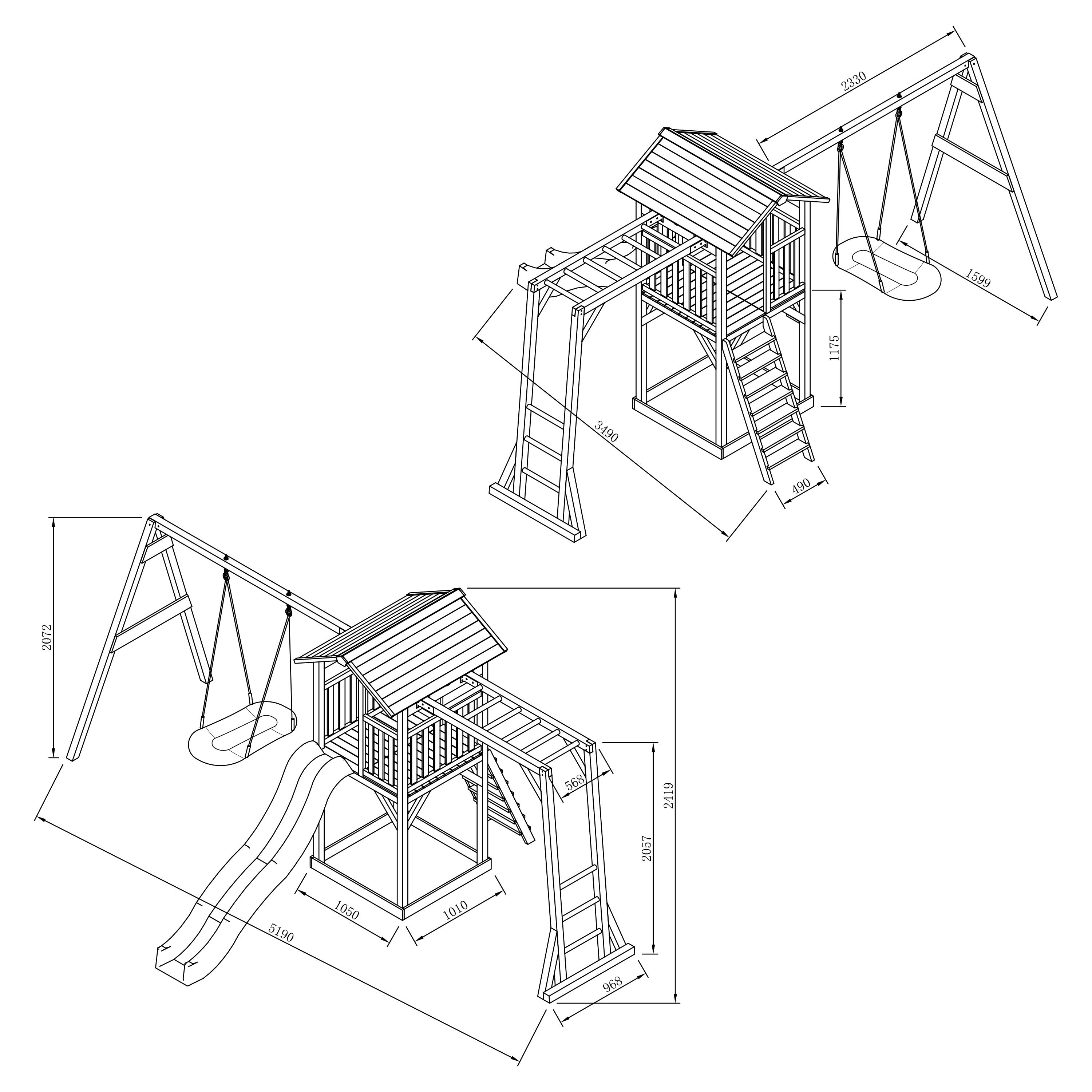 AXI Beach Tower with Climbing Frame and Roxy Nest Swing Set Grey/White - White Slide