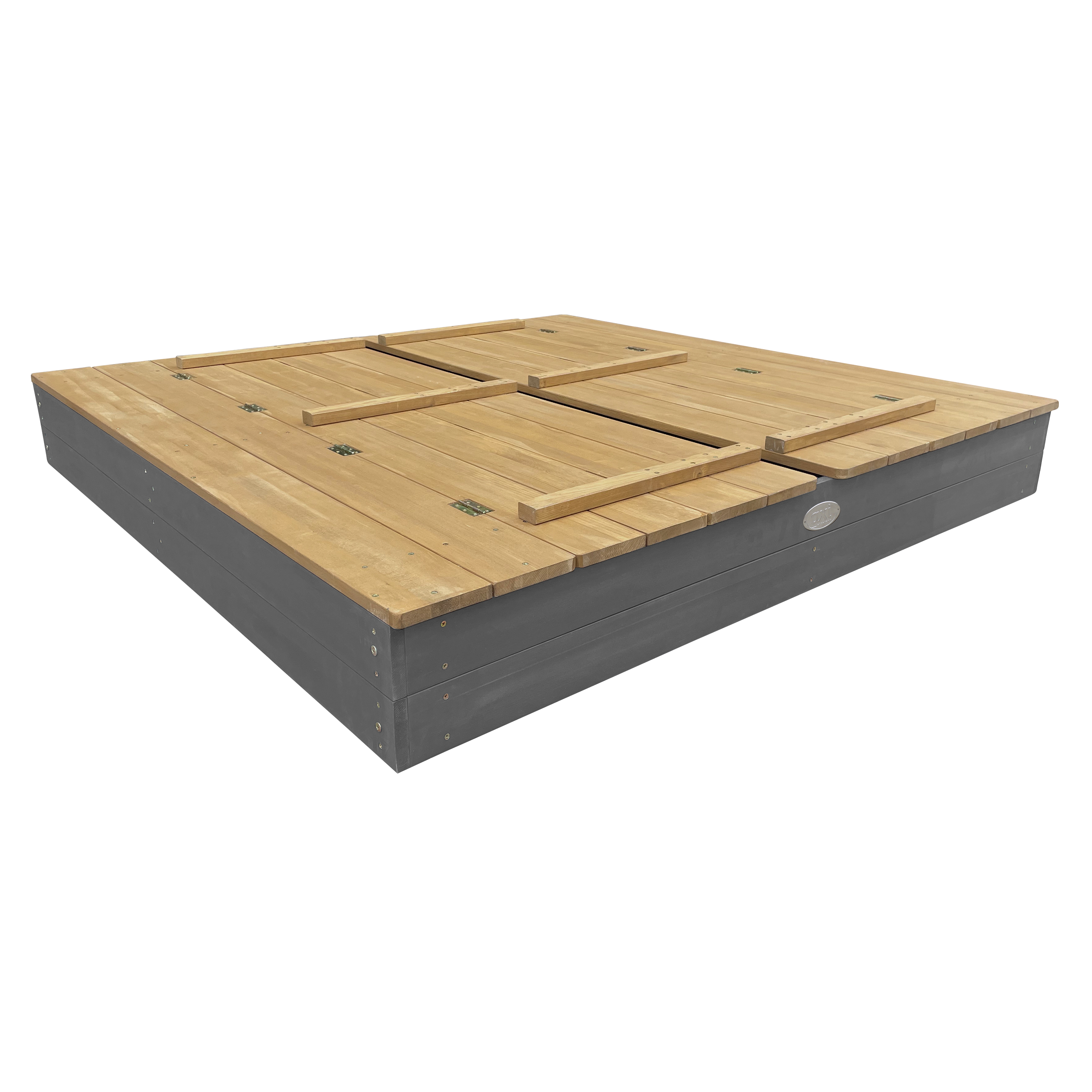 AXI Ella XXL Sandbox 150 x 150 x 20 cm with benches - Grey/Brown