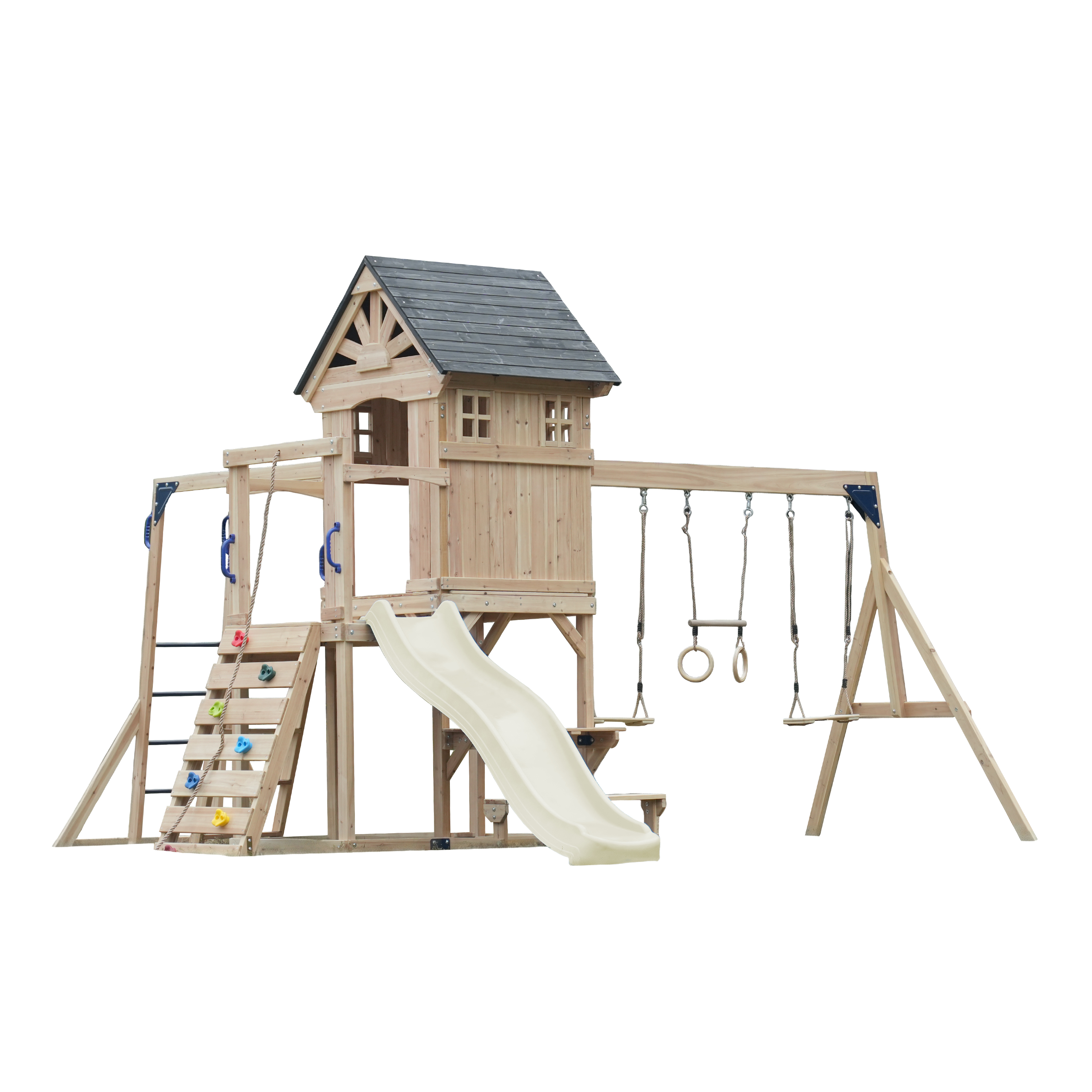 AXI Duncan Climbing Frame with Swings. Climbing Frames and Monkey Bars – Cream Slide