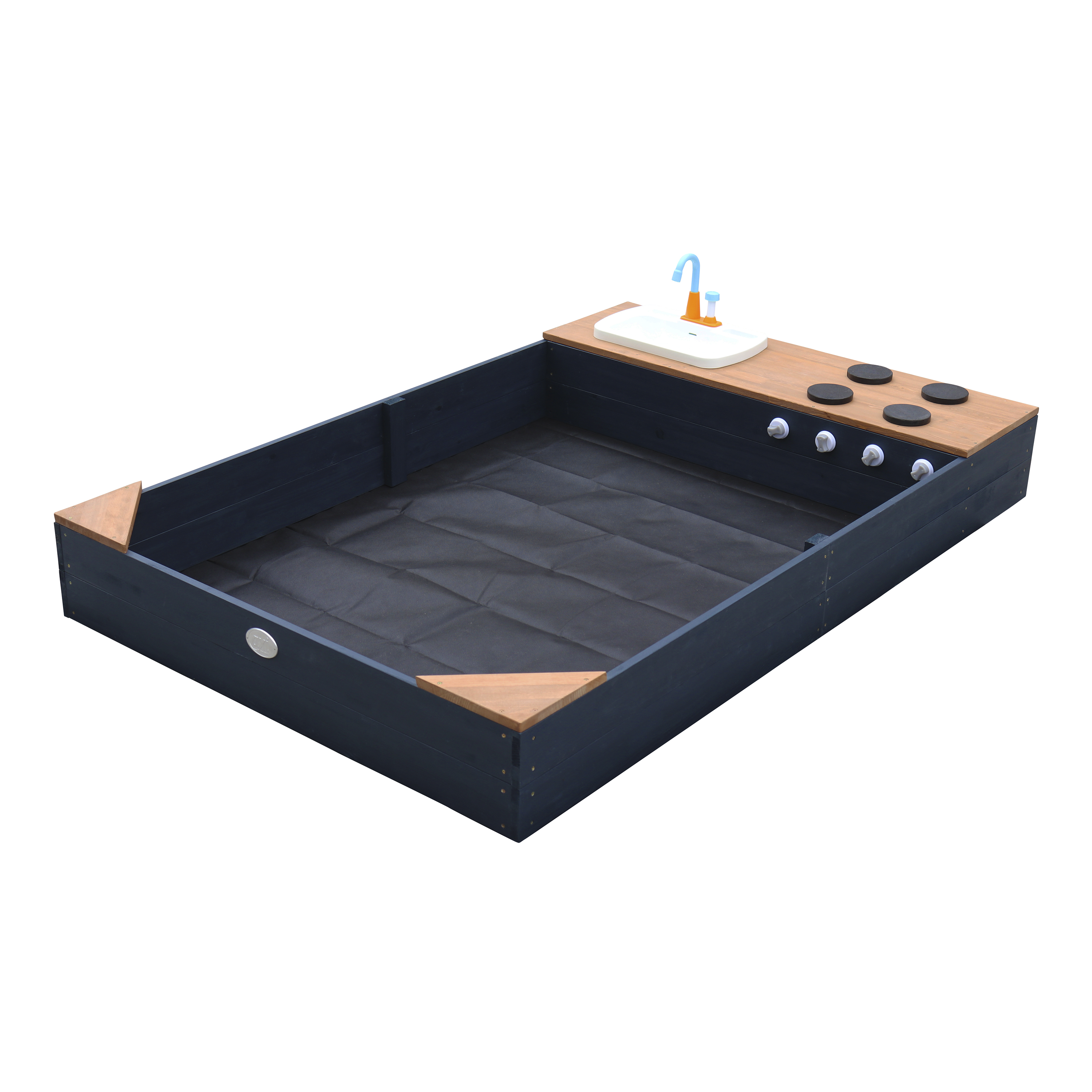 AXI Kelly Sandbox with Play Kitchen - 180 x 115 cm - Anthracite/Brown