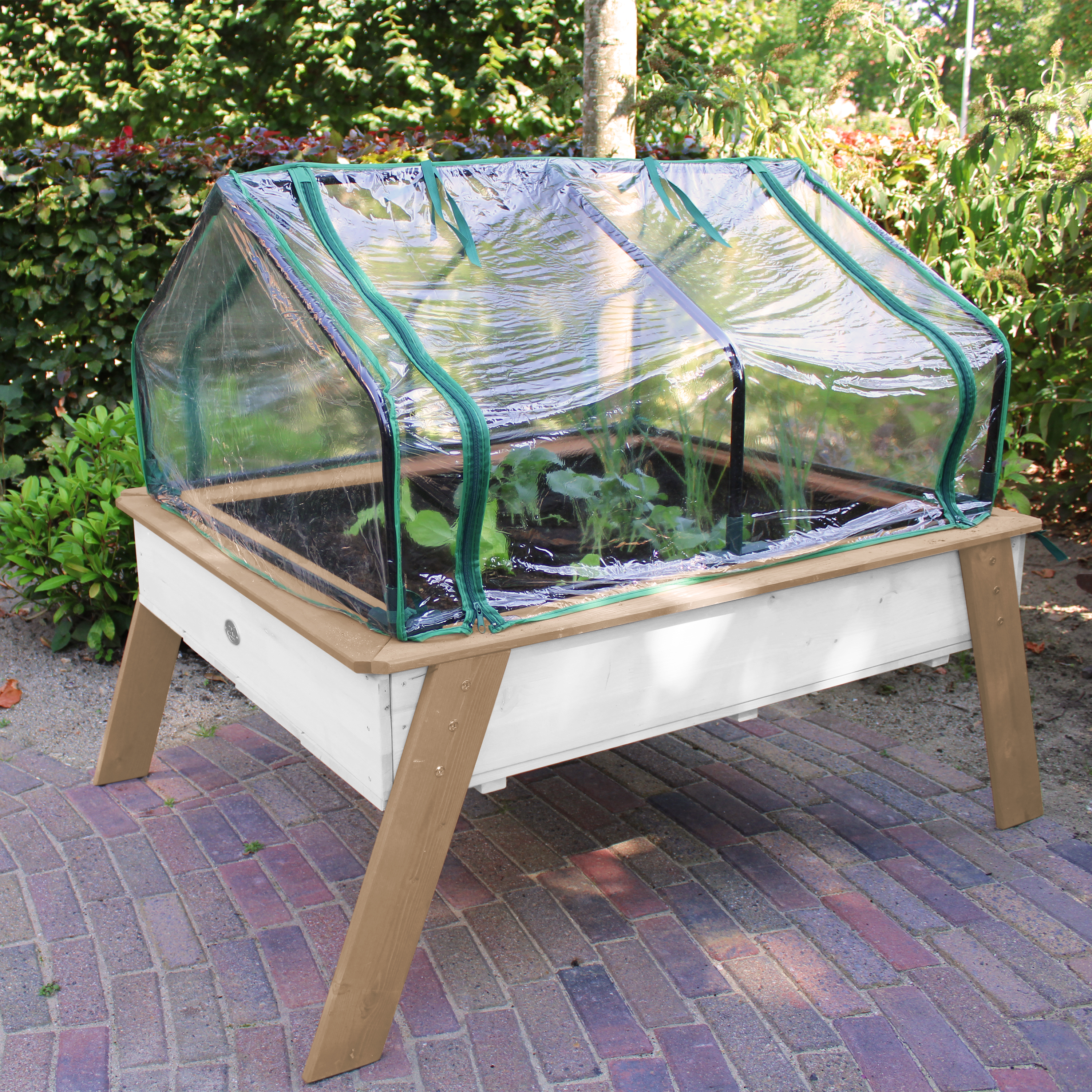 AXI Linda Gardening Table with Greenhouse - Brown/White