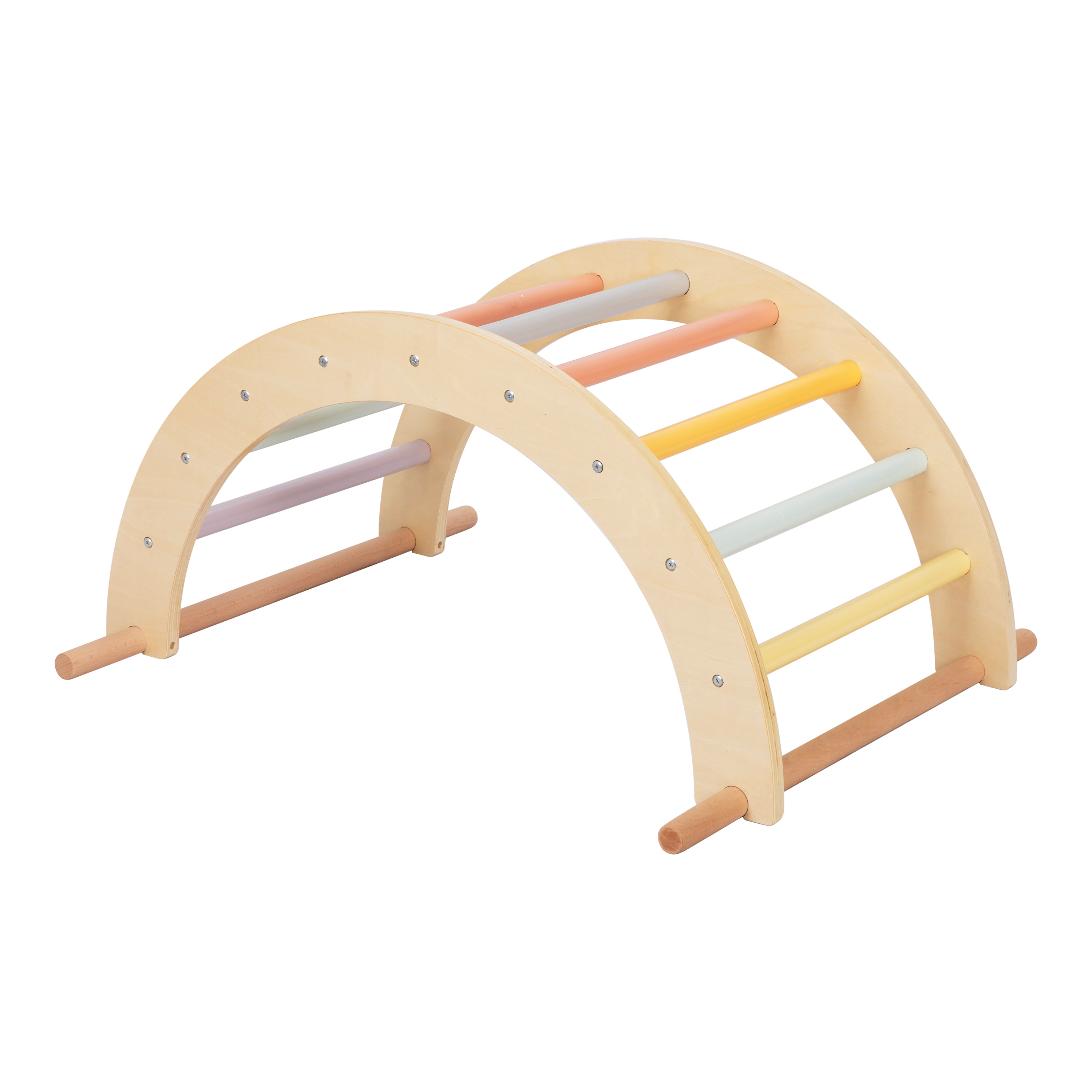 Sunny Charlie 3-in-1 Wooden Climbing Triangle with Climbing Wall and Rocker - Pastel