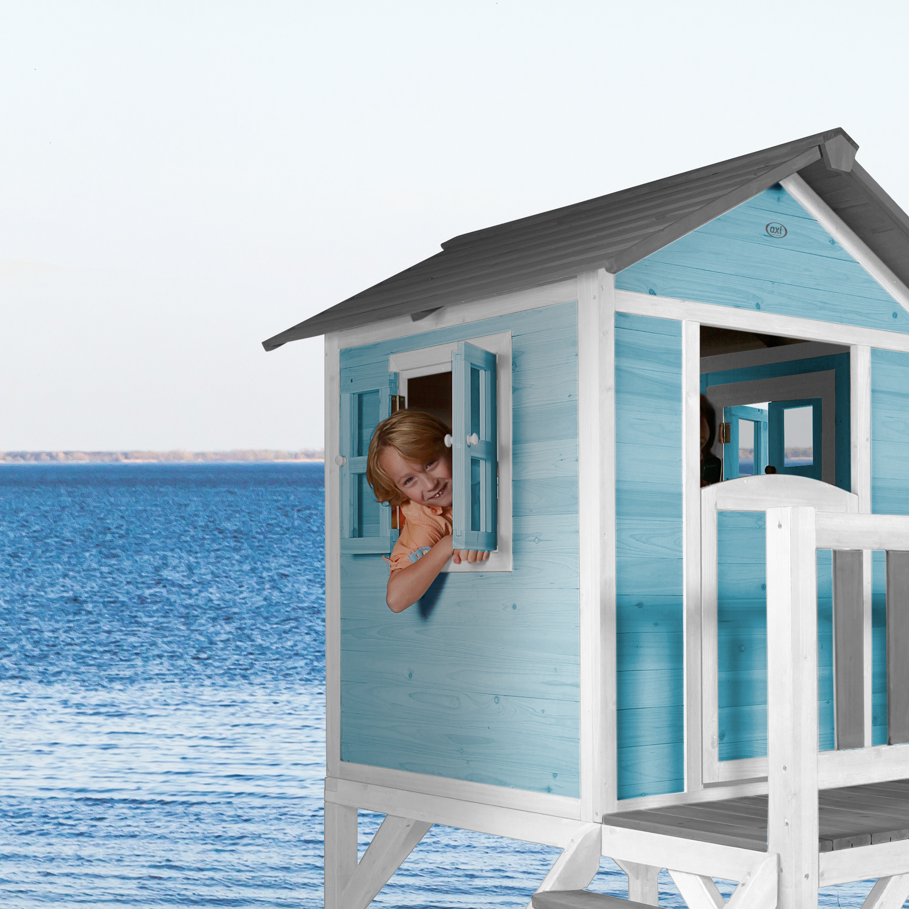 AXI Lodge XL Playhouse Caribbean Blue - White Slide