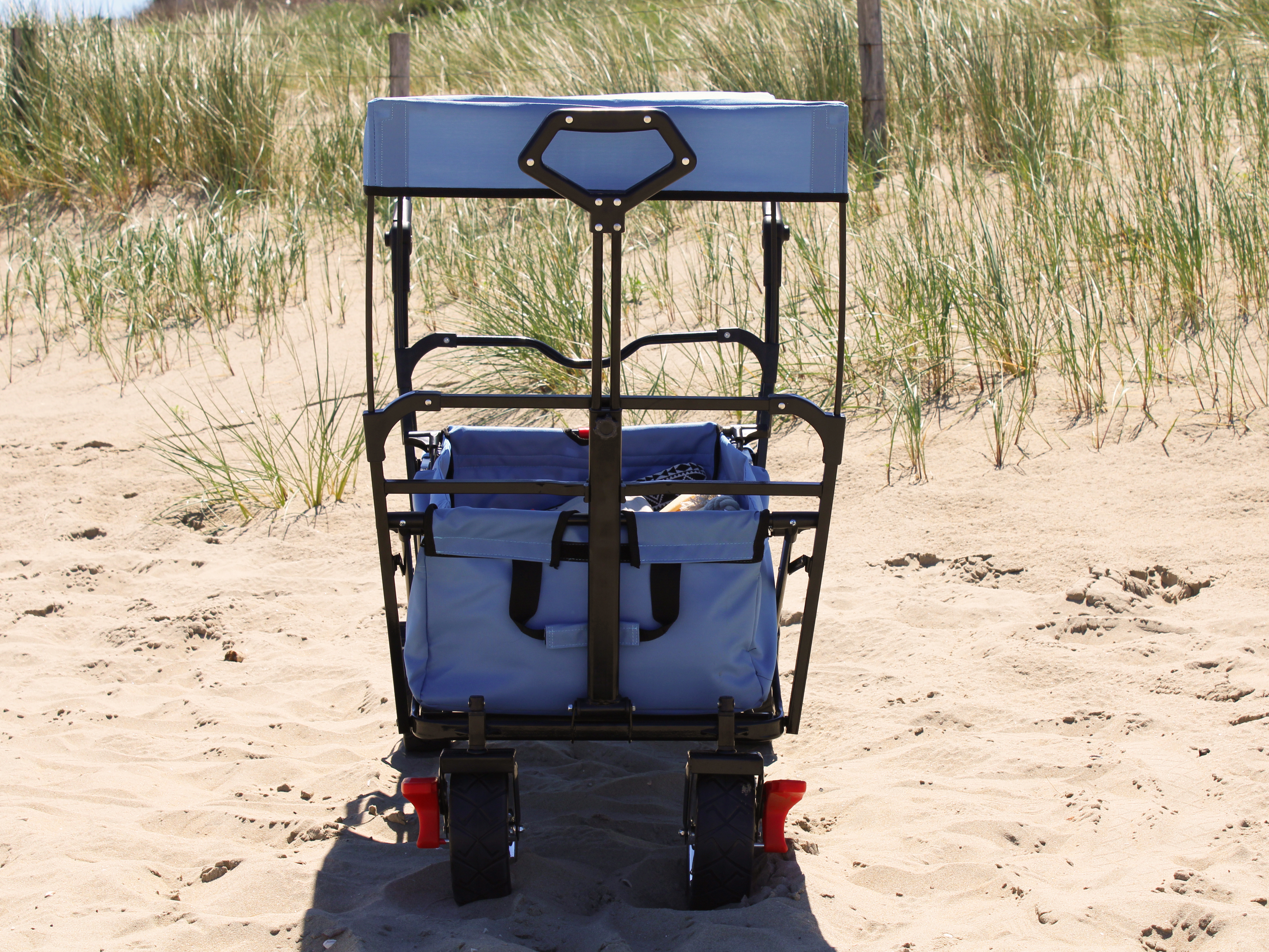 AXI AB210 Foldable Beach Wagon with roof, bag, brake, and handlebar - Blue