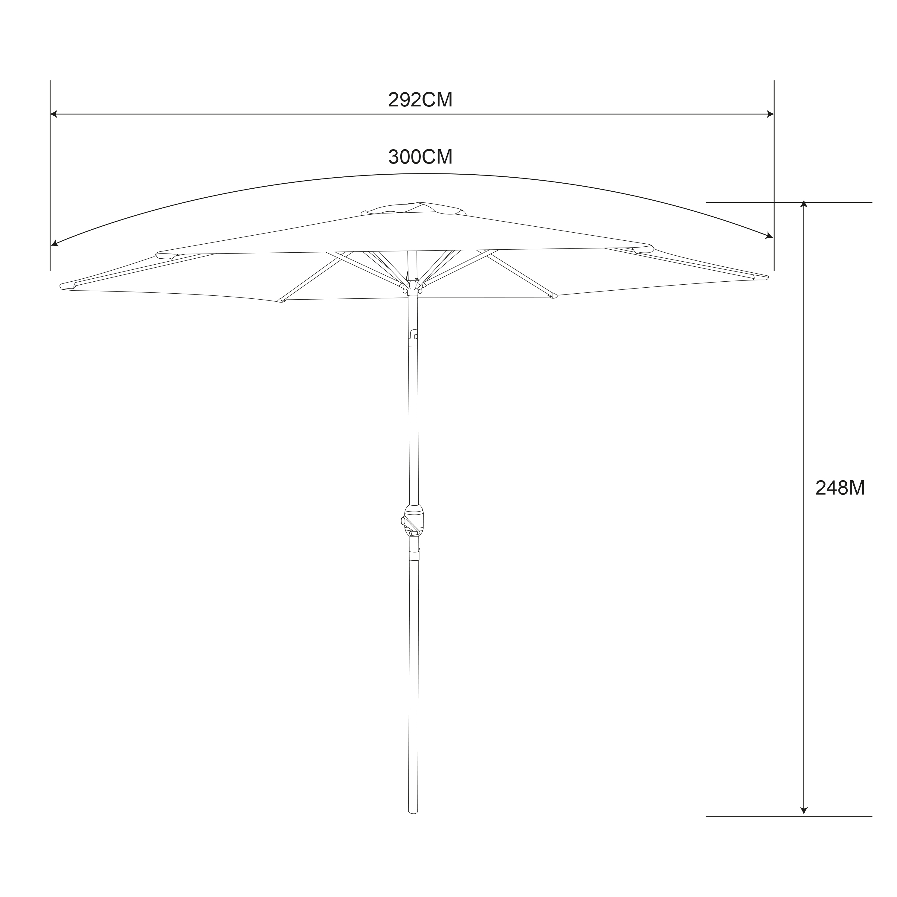 AXI Noor Centre Pole Parasol Ø 300cm incl. parasol base Oak-look/Green