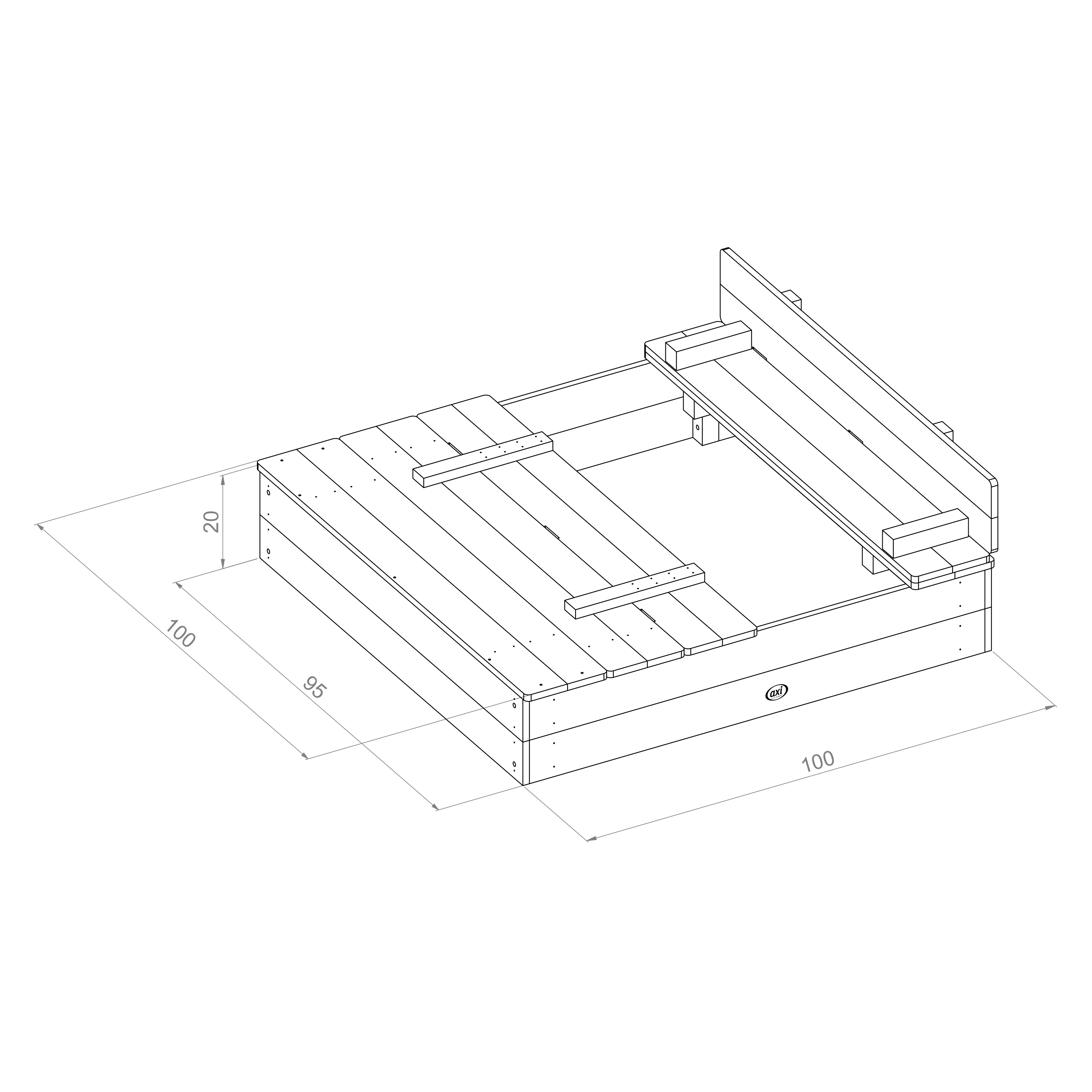 AXI Ella Sandbox with Benches - 100 x 95 cm - Brown/Green