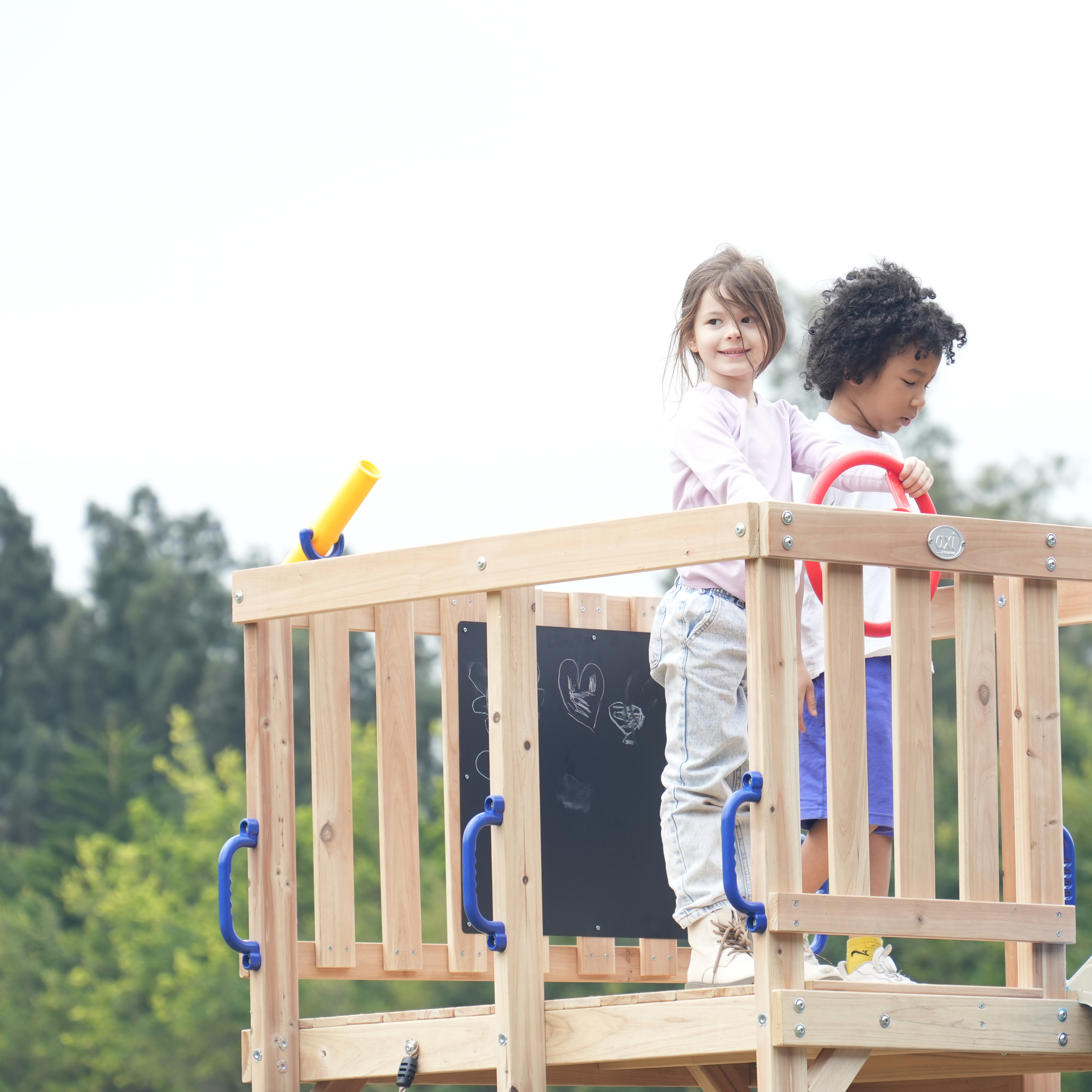 AXI Sam Climbing Frame with Climbing Wall. Climbing Net and Monkey Bars – Pastel Pink Slide