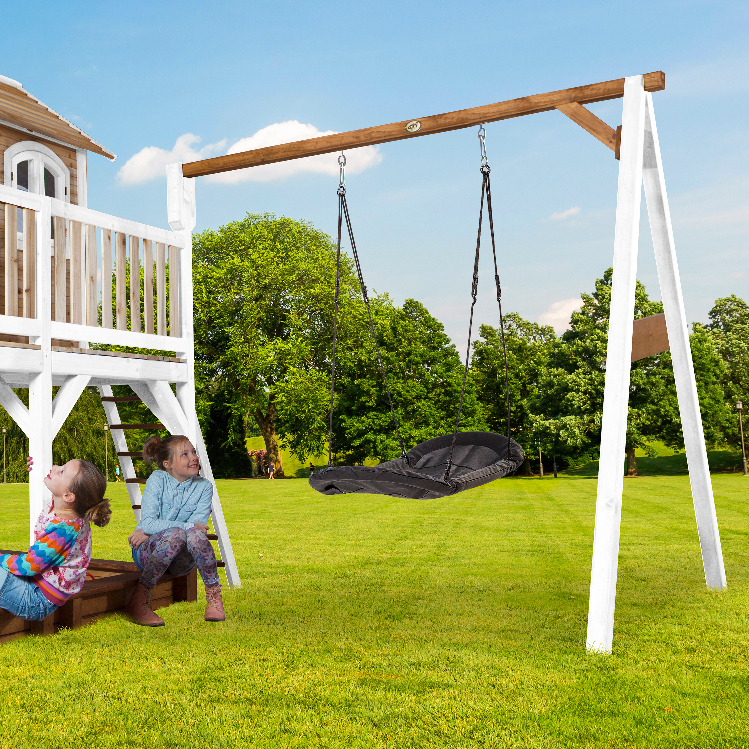 AXI Liam Playhouse with Roxy Nest Swing Set Brown/White - Purple Slide
