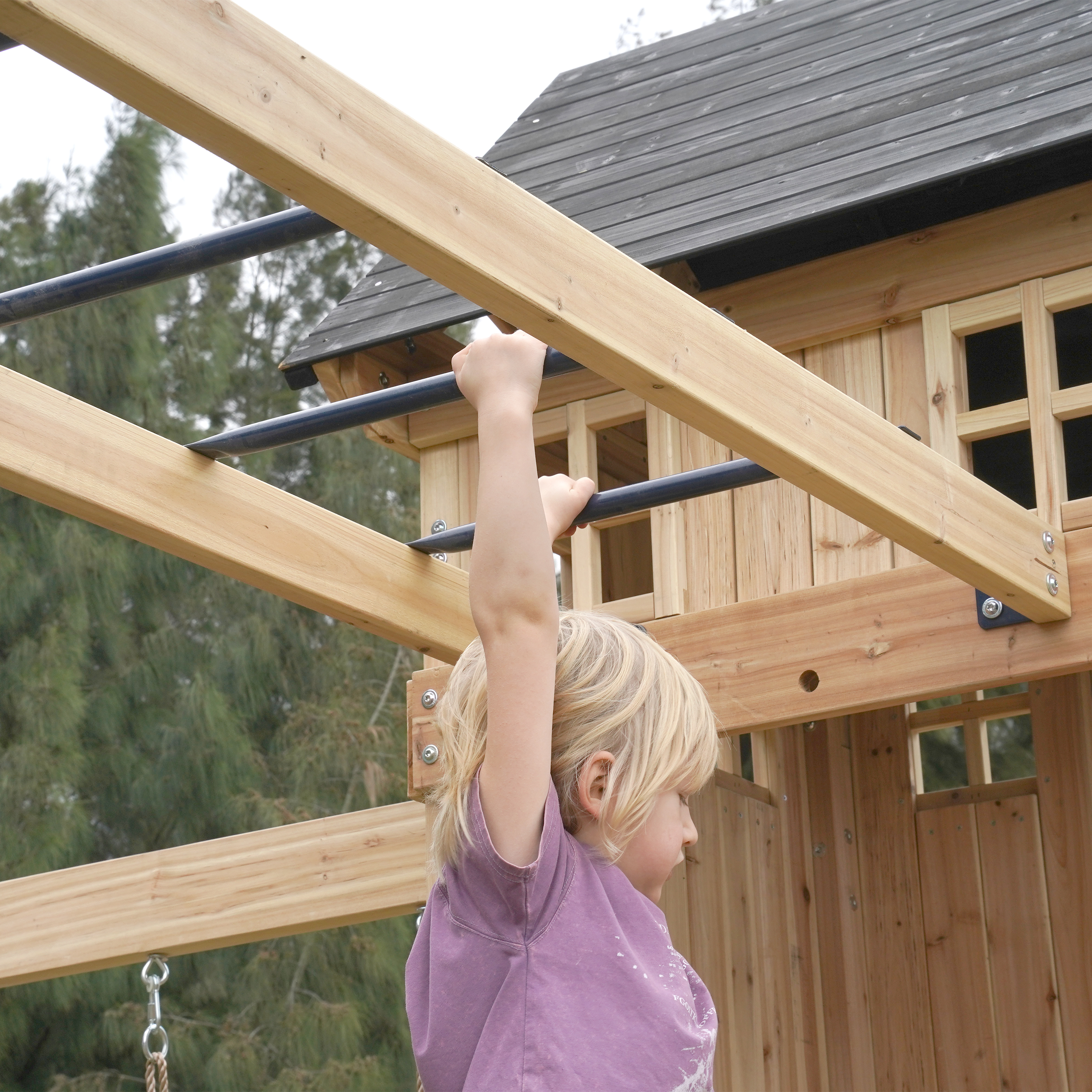 AXI Duncan Climbing Frame with Swings. Climbing Frames and Monkey Bars – Cream Slide