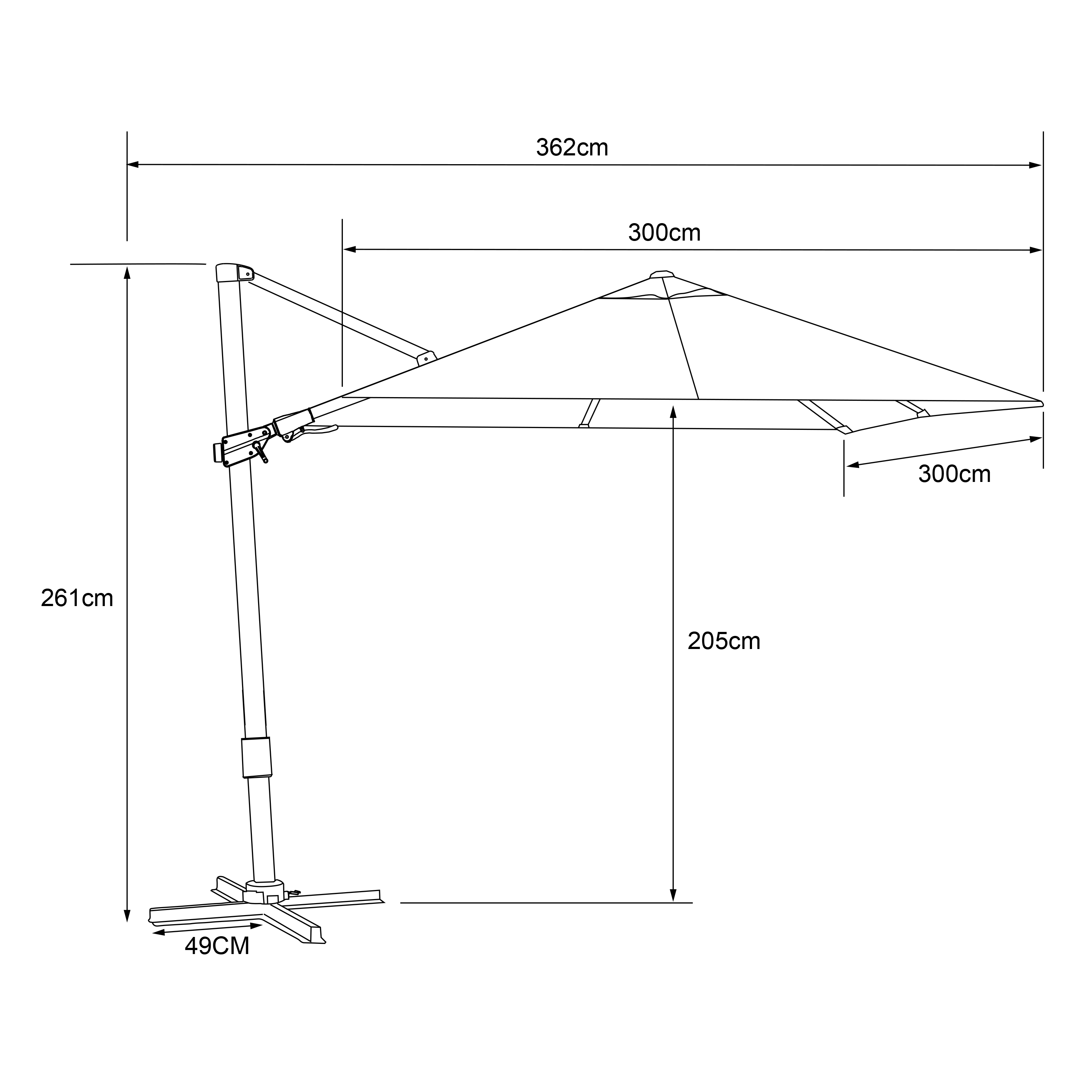 AXI Alina Cantilever Parasol 300x300cm Anthracite/Grey