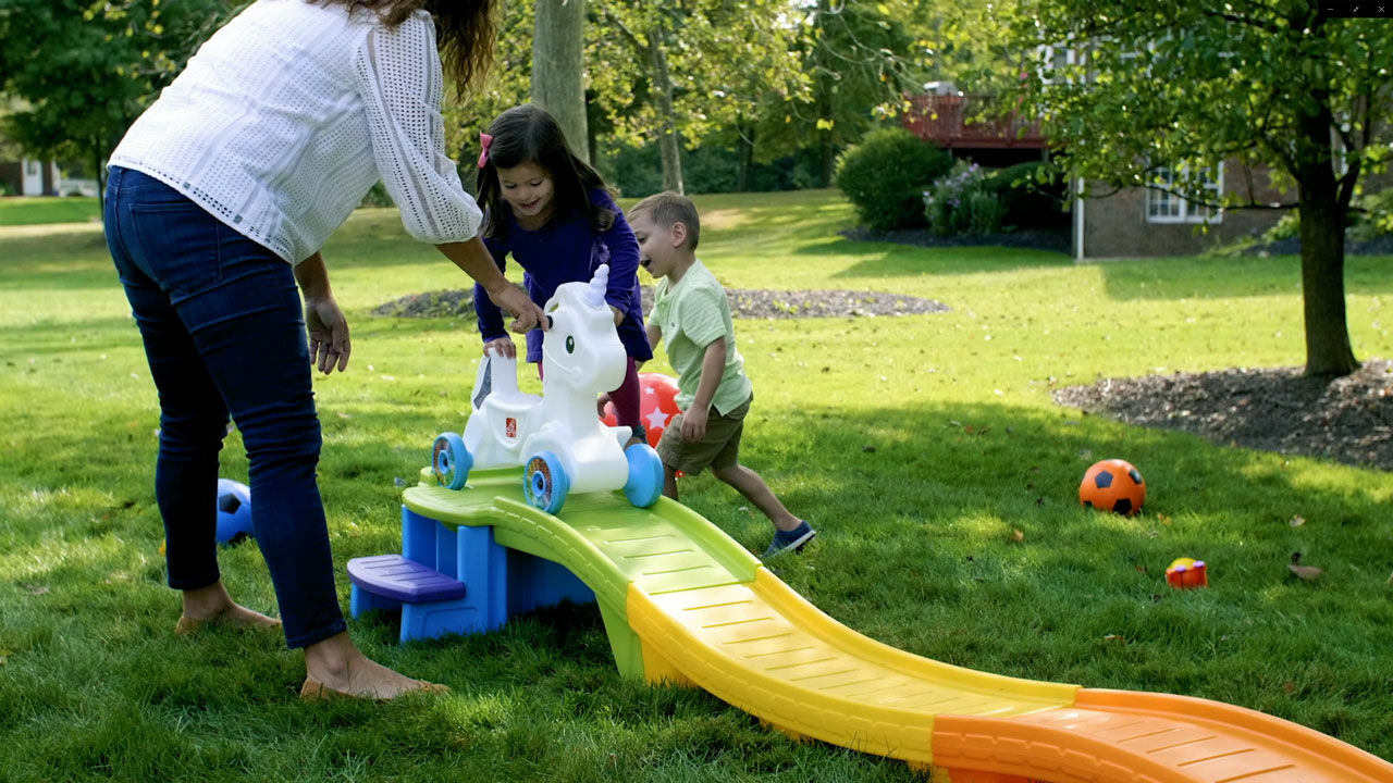 Thumbnail Step2 Unicorn Up & Down Roller Coaster: Loopauto met achtbaan voor in je tuin Achtbaan