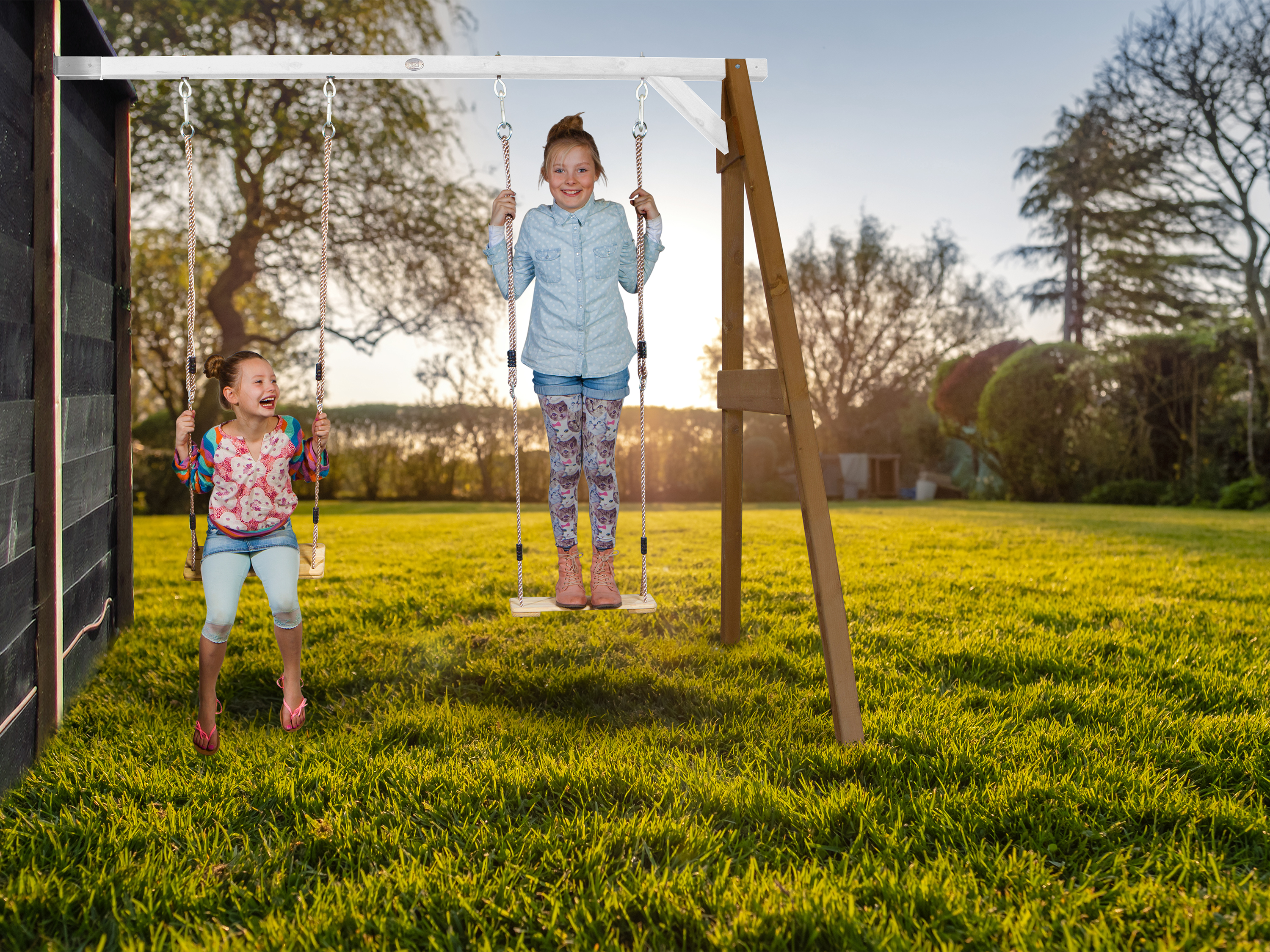 AXI Attachable Double Swing Set - Brown/White
