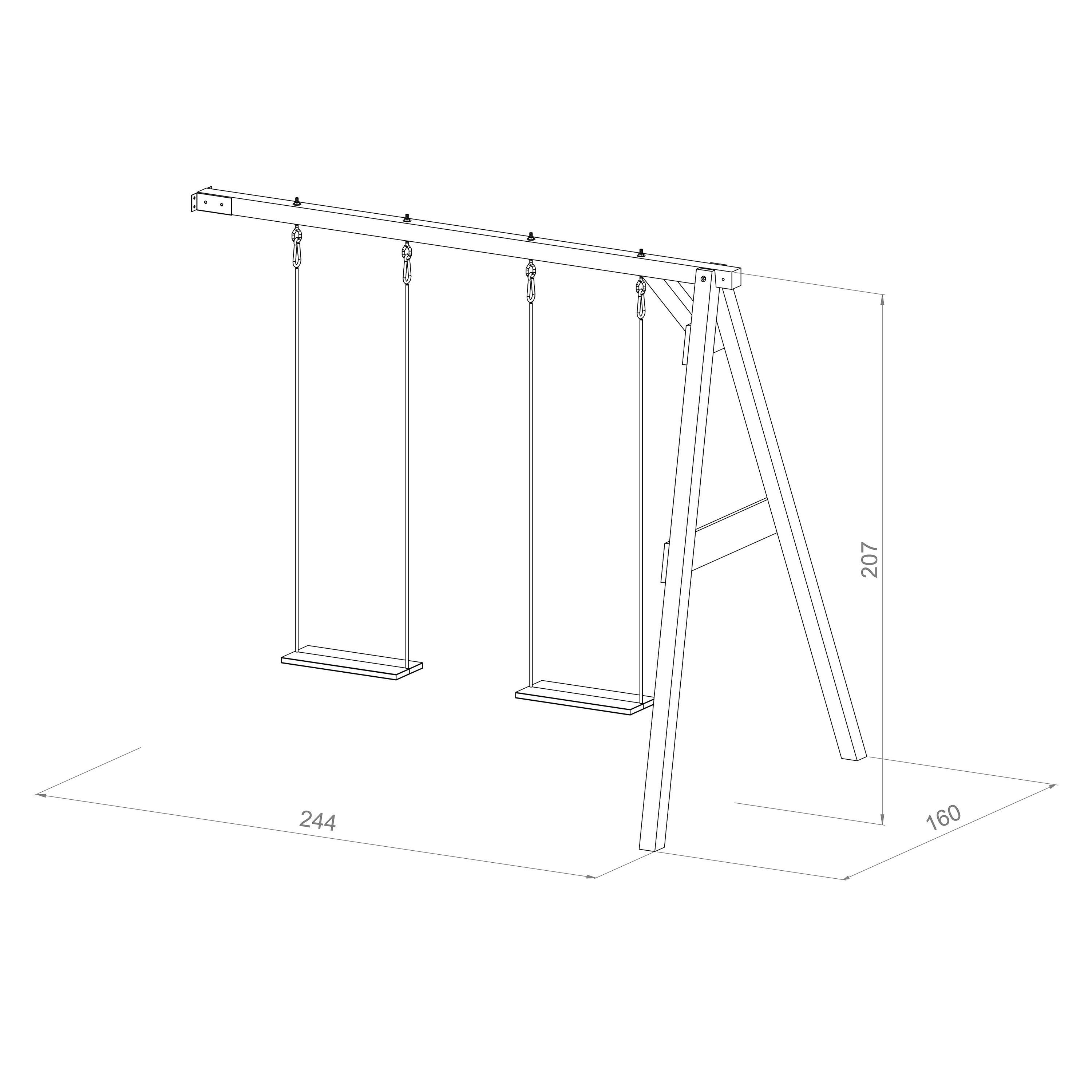 AXI Attachable Double Swing Set - White/Brown