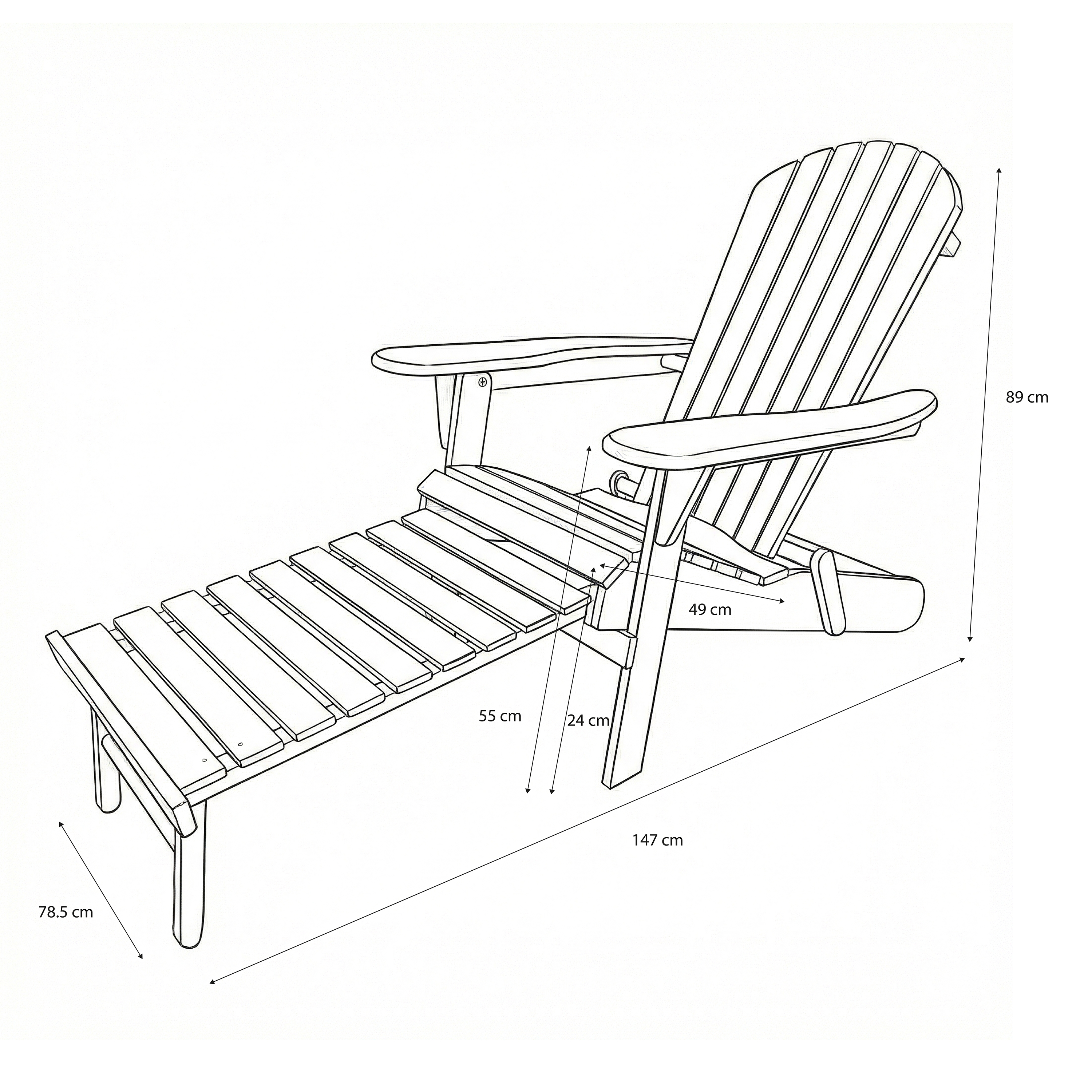 AXI Alexa Folding Adirondack Chair with Footrest Coffee Brown