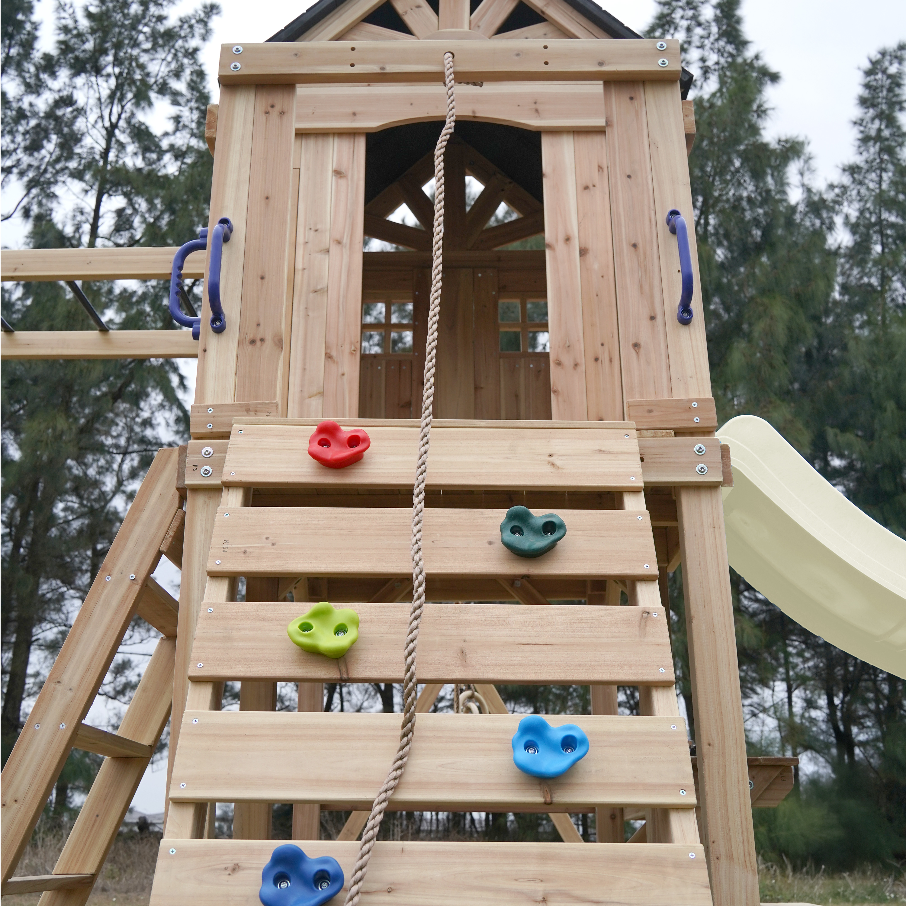 AXI Duncan Climbing Frame with Swings. Climbing Frames and Monkey Bars – Cream Slide