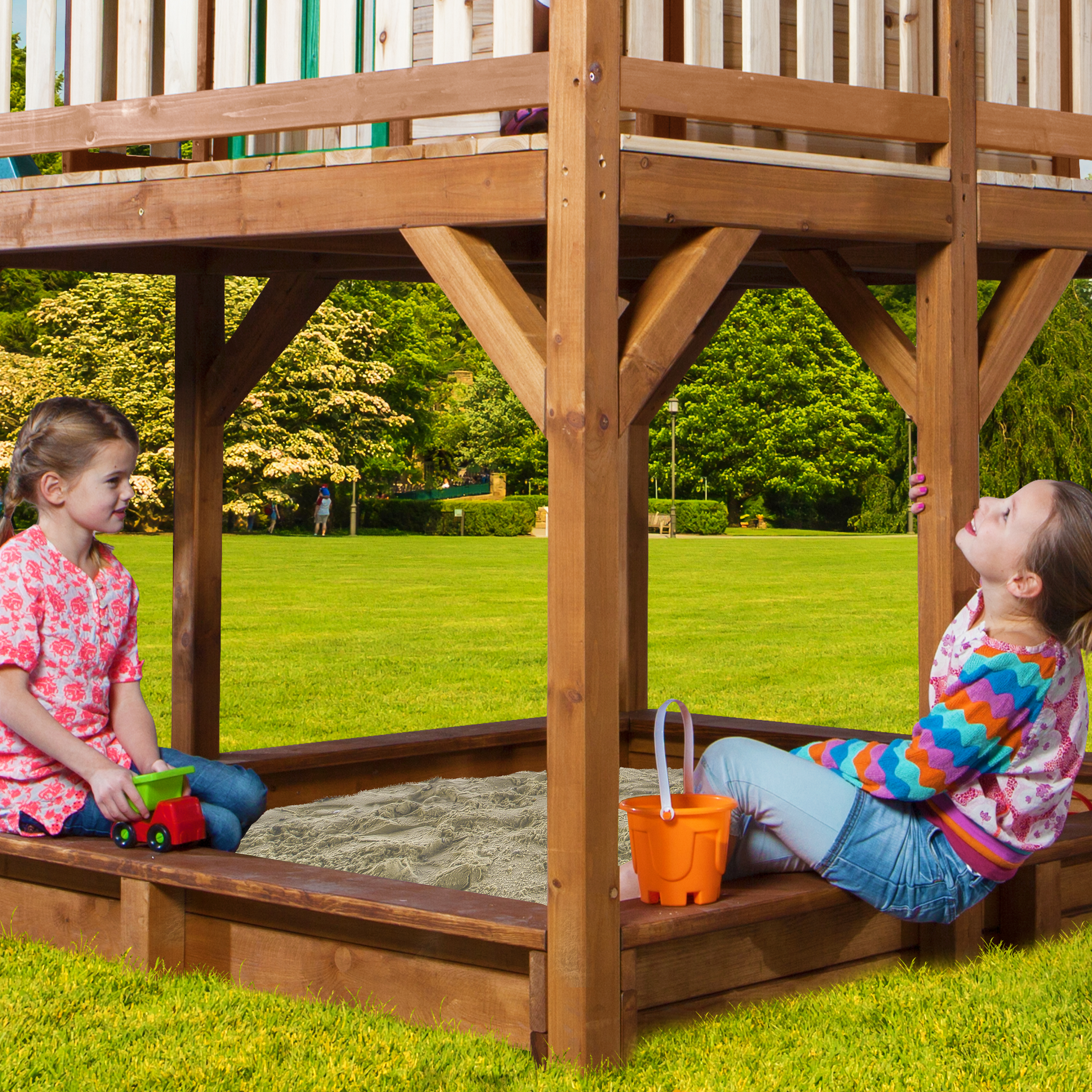 AXI Liam Playhouse with Roxy Nest Swing Set Brown/Green - Grey Slide