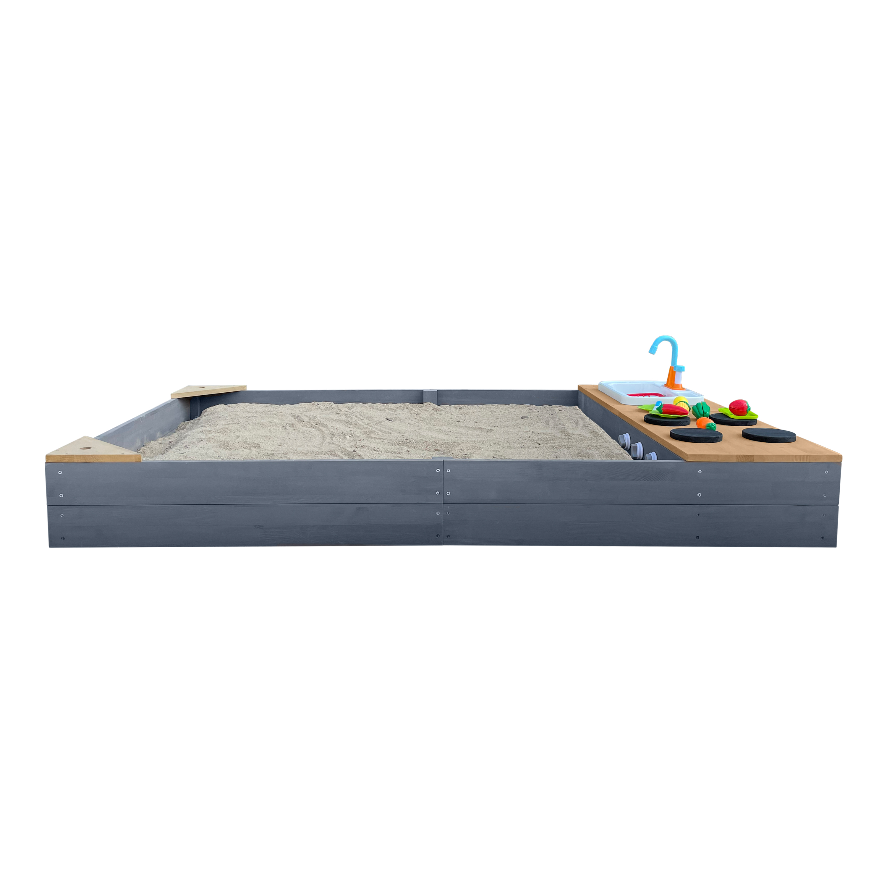 AXI Kelly Sandbox with Play Kitchen - 180 x 115 cm - Grey/brown