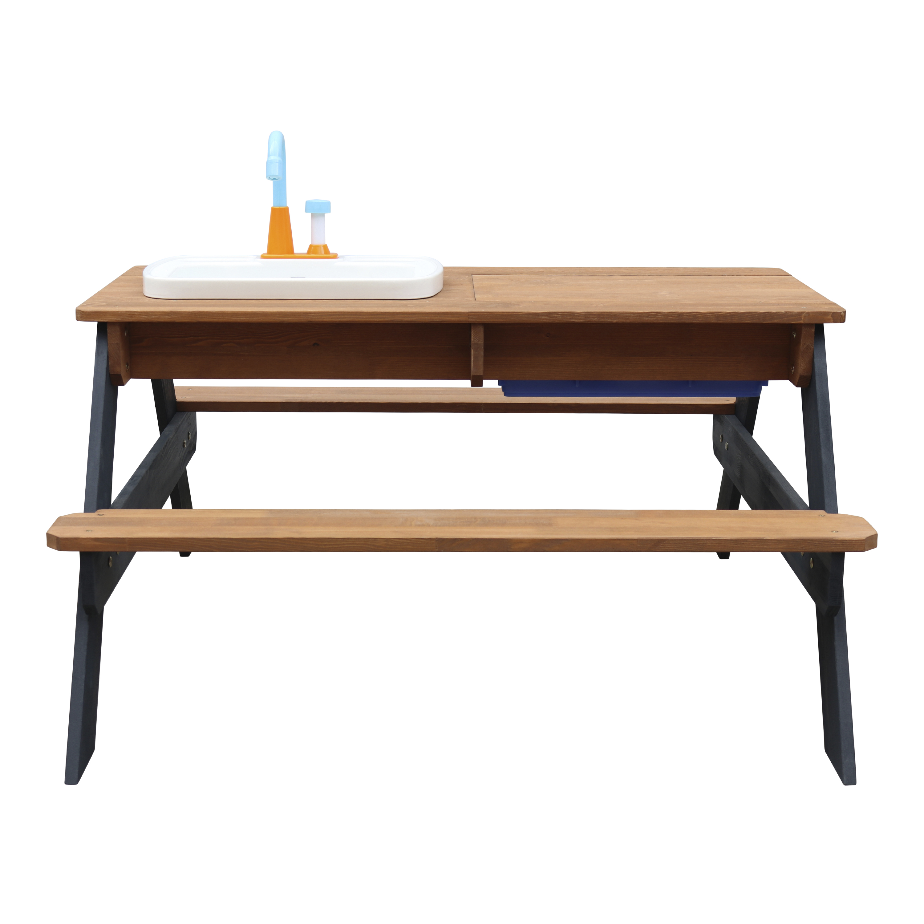AXI Emily Sand & Water Picnic Table with Play Kitchen Sink Anthracite/Brown