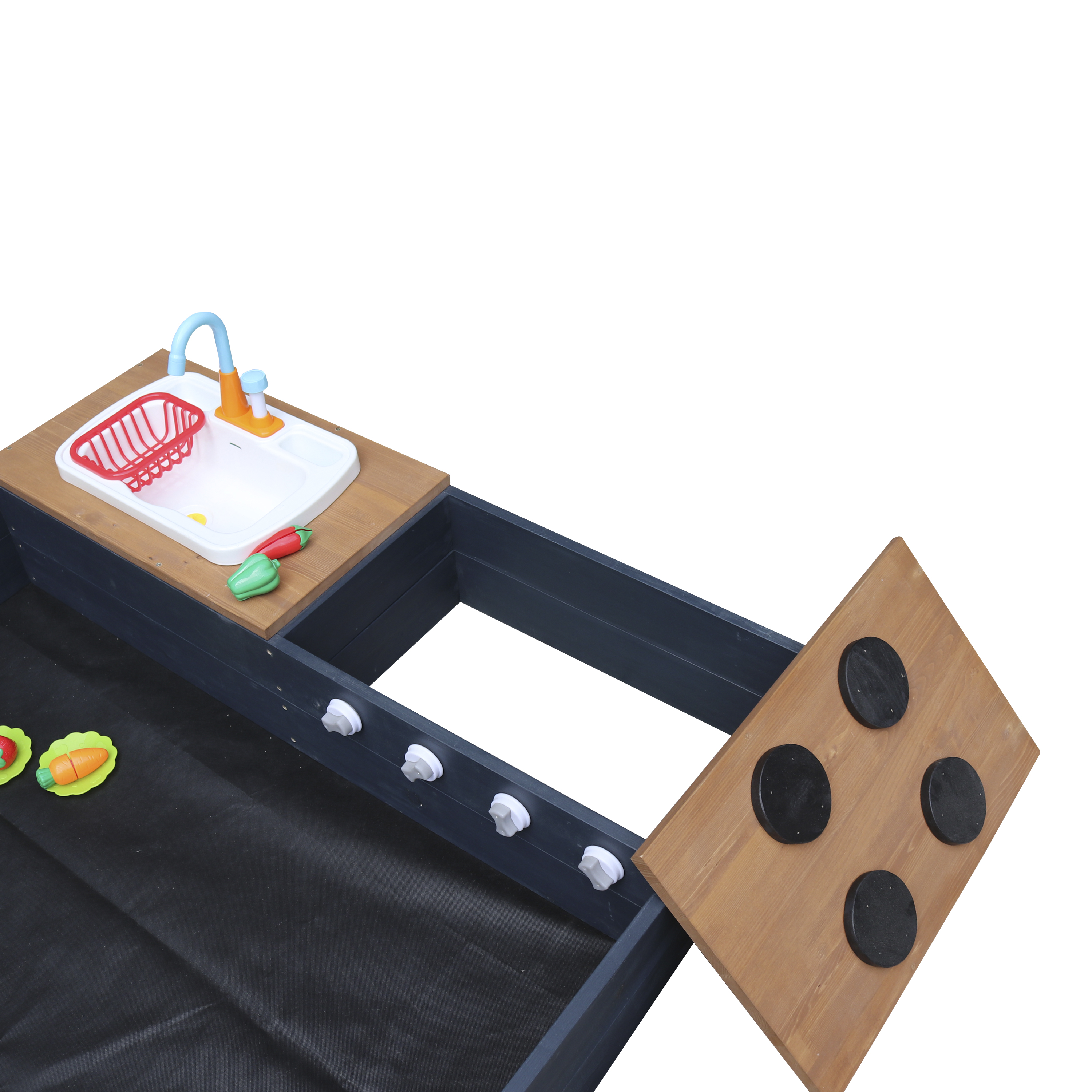 AXI Kelly Sandbox with Play Kitchen - 180 x 115 cm - Anthracite/Brown